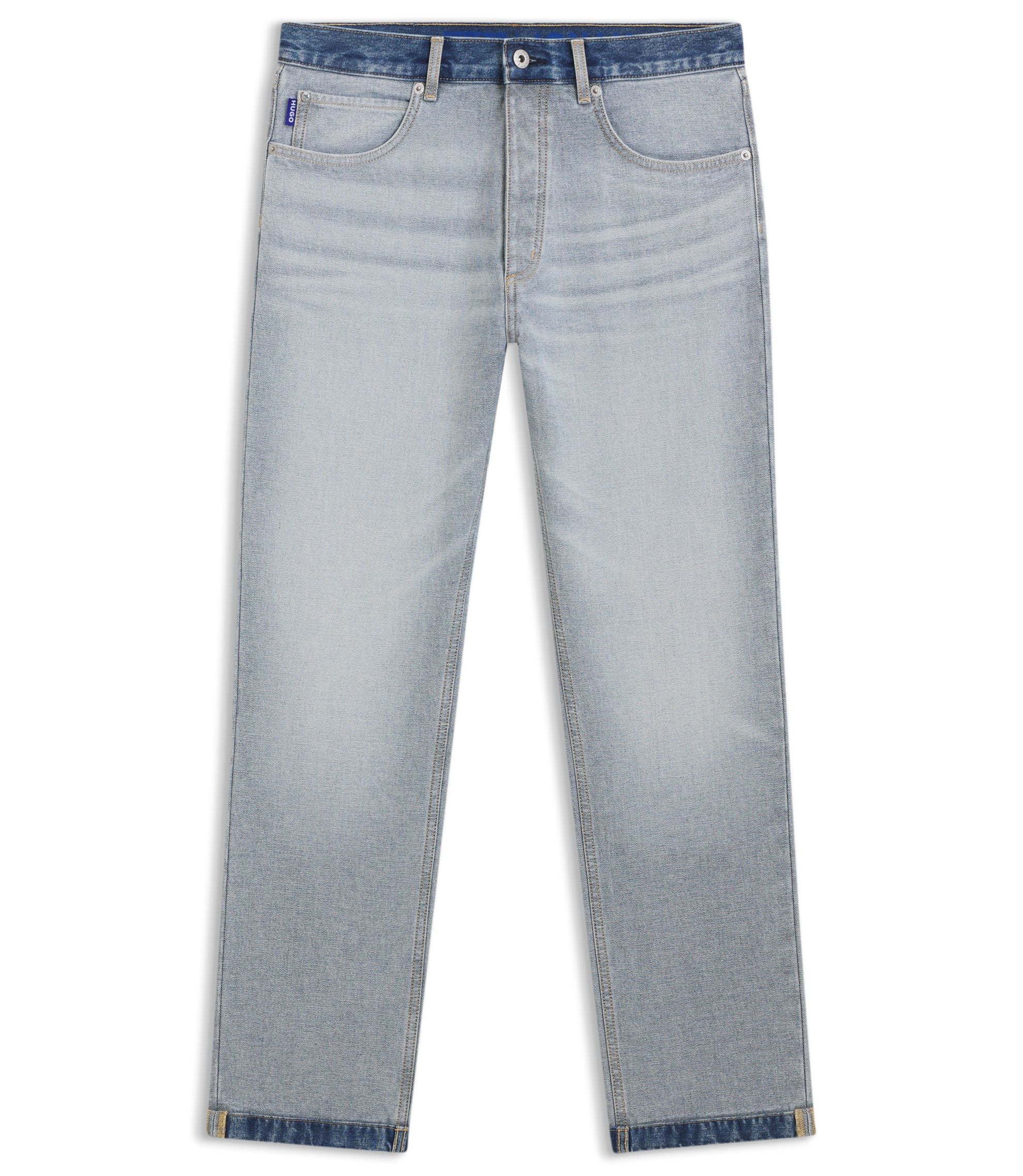 Hugo Regular Fit Jeans In Inside Out Denim Light Blue