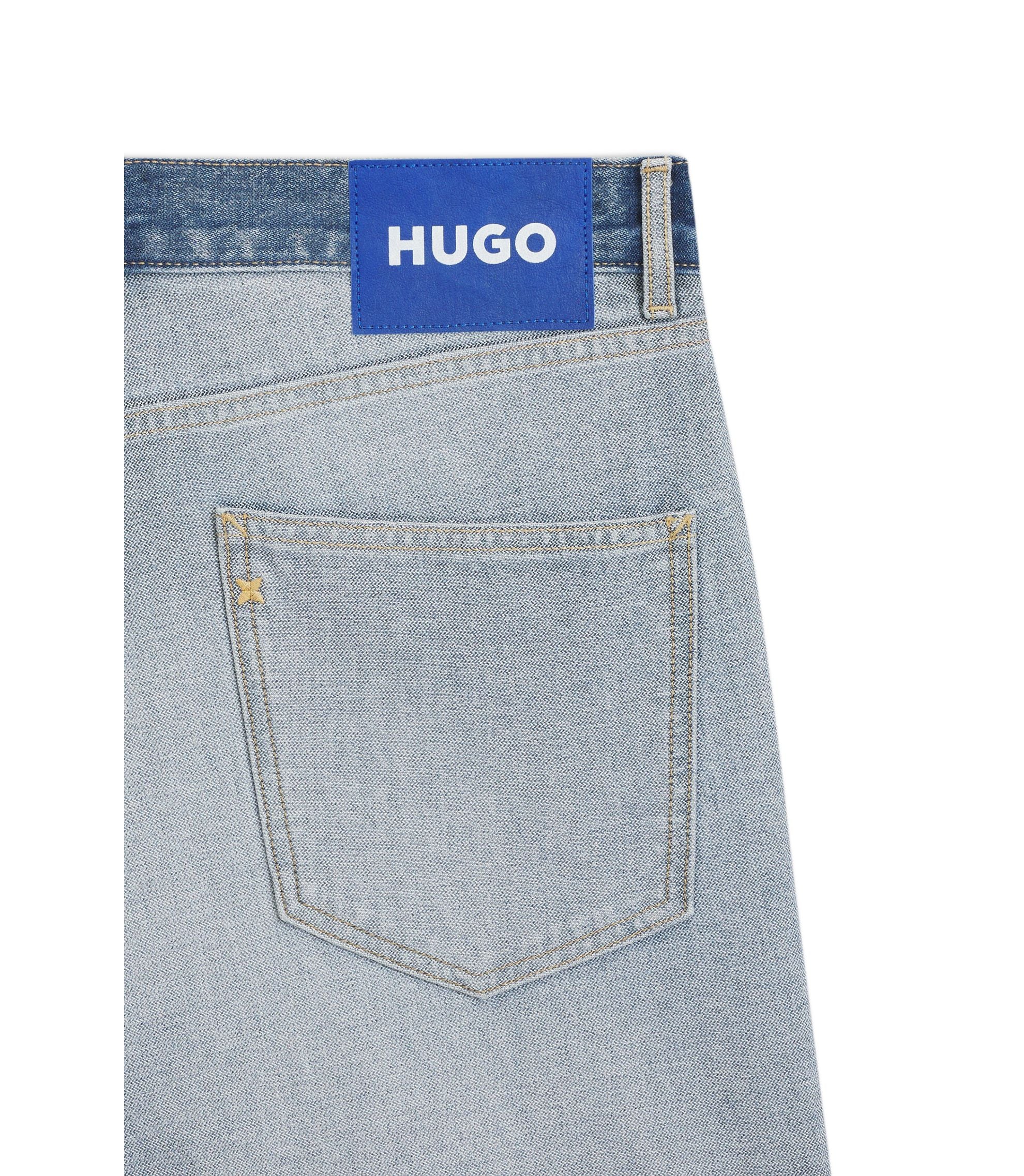 Hugo Regular Fit Jeans In Inside Out Denim Light Blue
