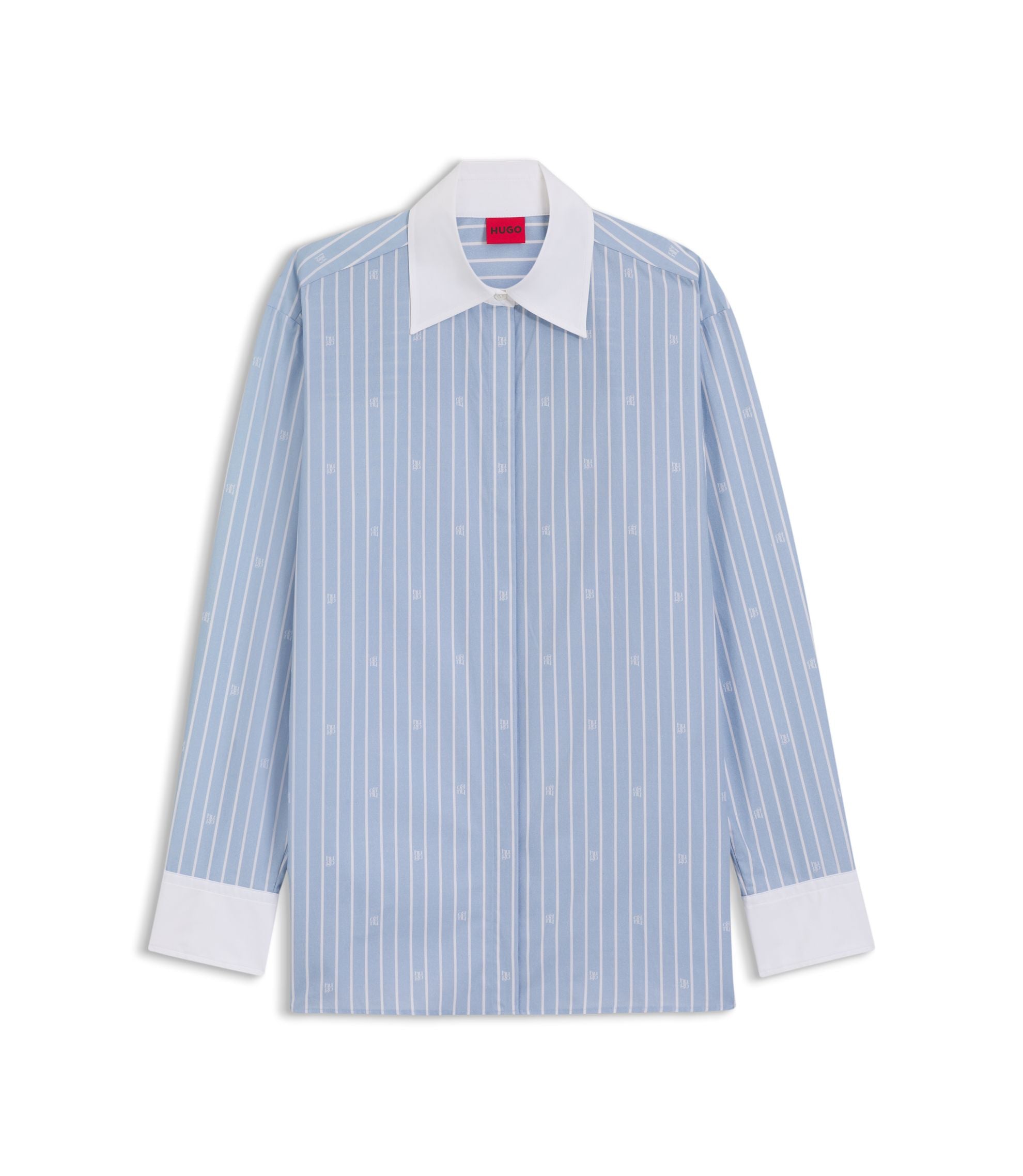 Hugo Oversized Fit Blouse With Stacked Logos Patterned Women's