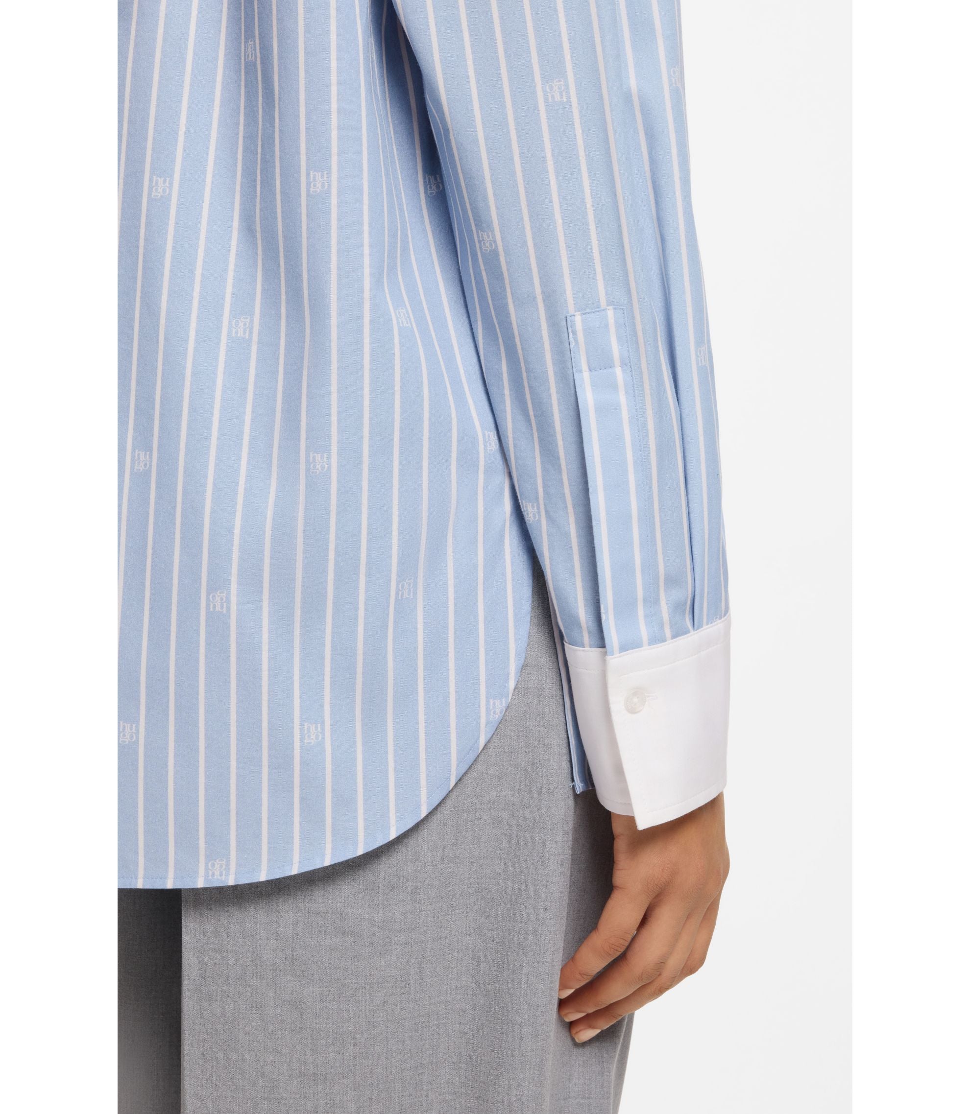 Hugo Oversized Fit Blouse With Stacked Logos Patterned Women's