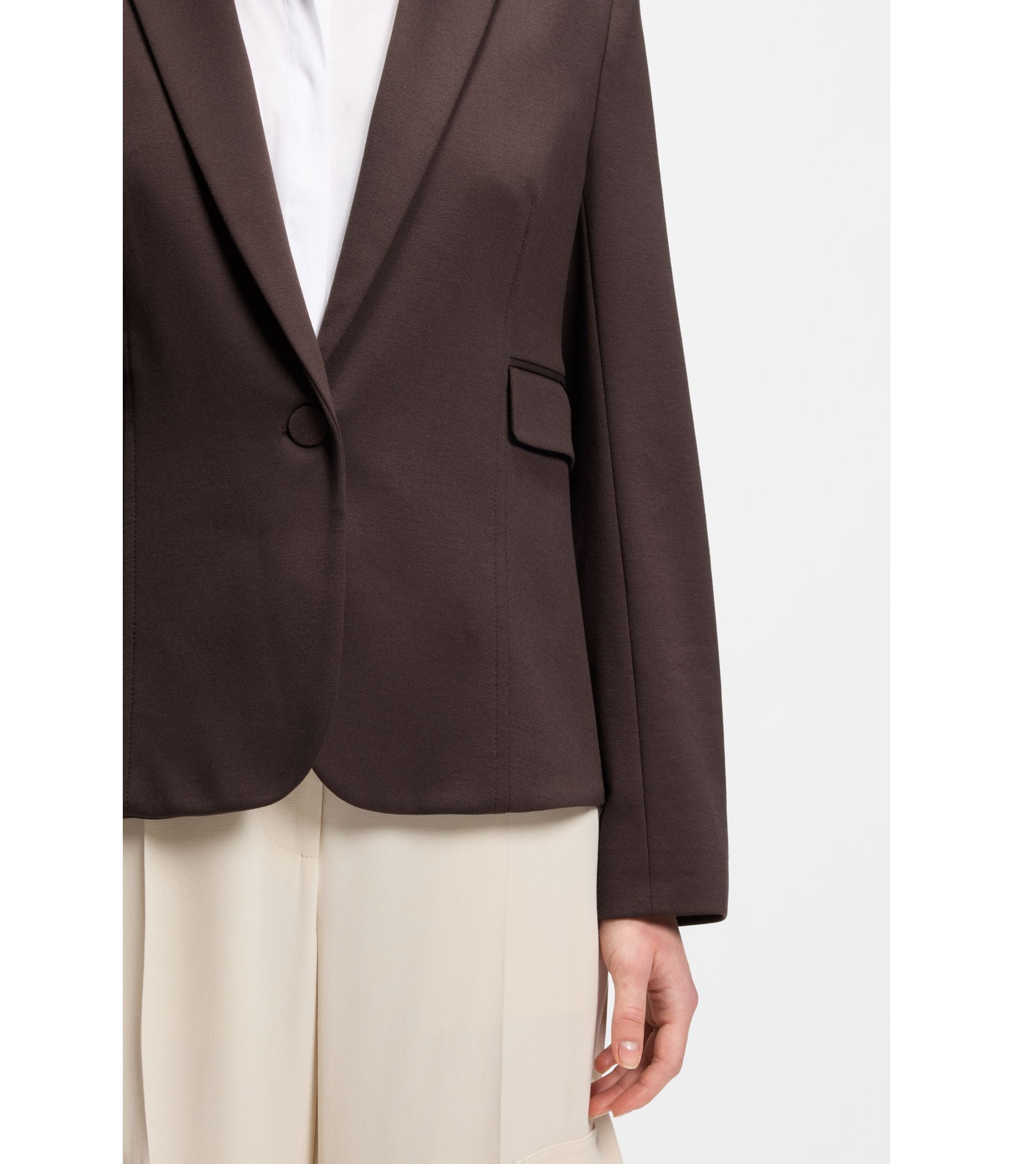 Boss Slim Fit Blazer With Angled Darts Dark Brown Women's