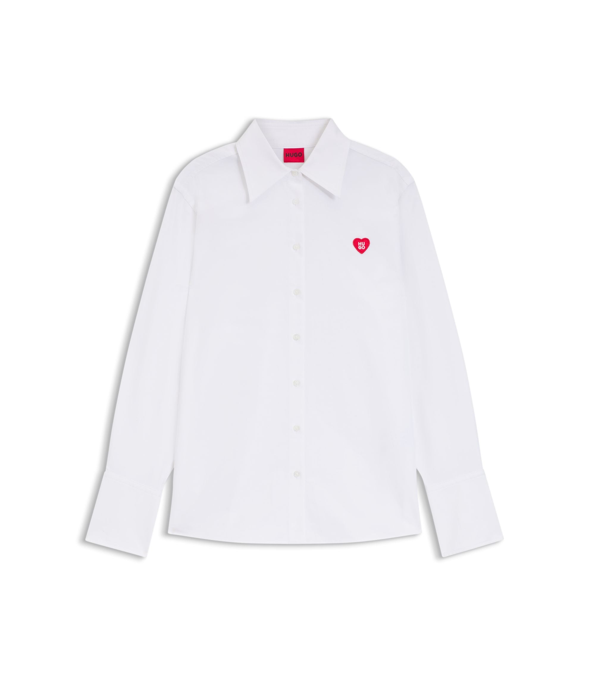 Hugo Relaxed Fit Blouse With Heart Logo White Women's