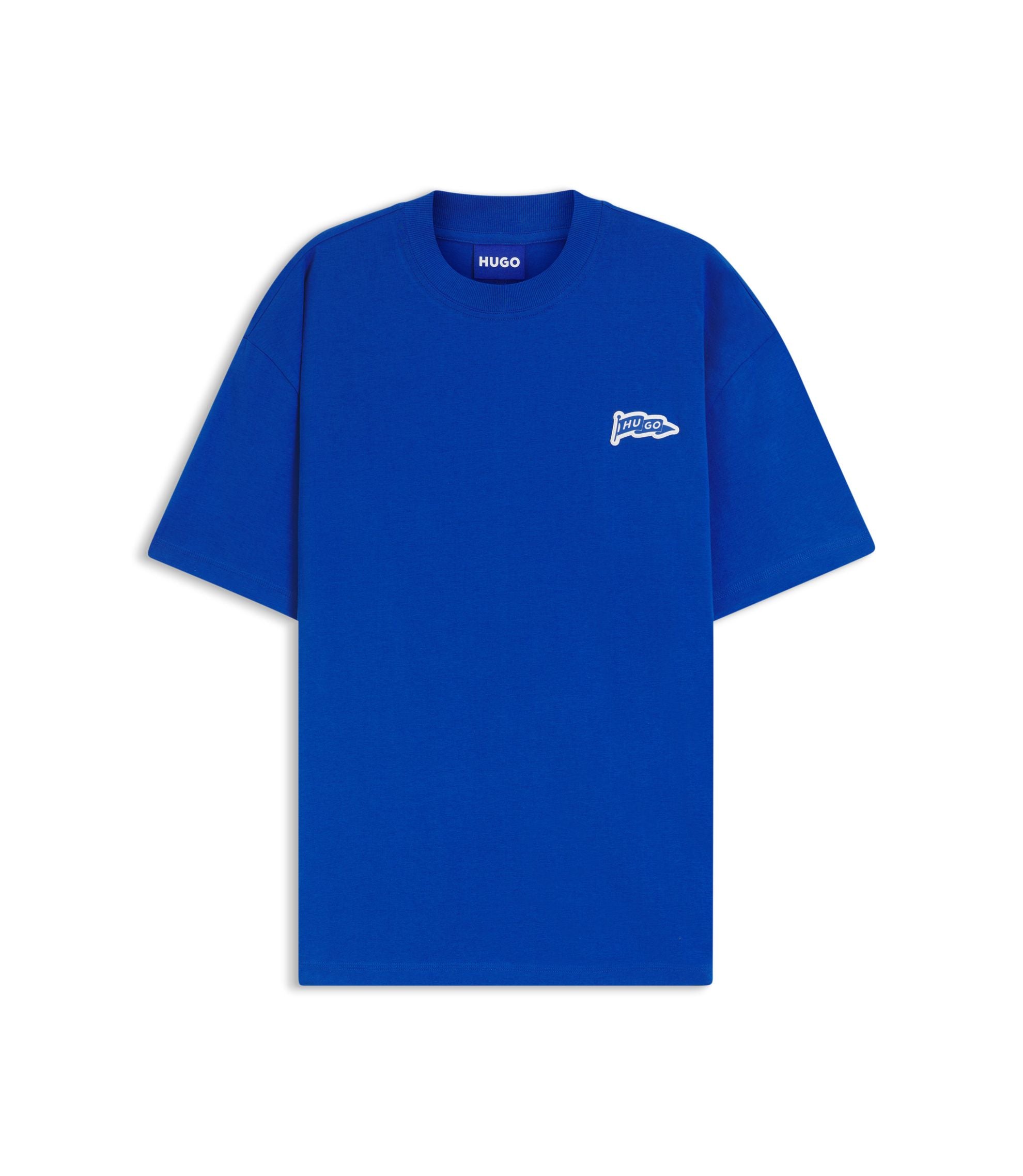 Hugo Flag Logo T Shirt In Cotton Jersey Light Blue