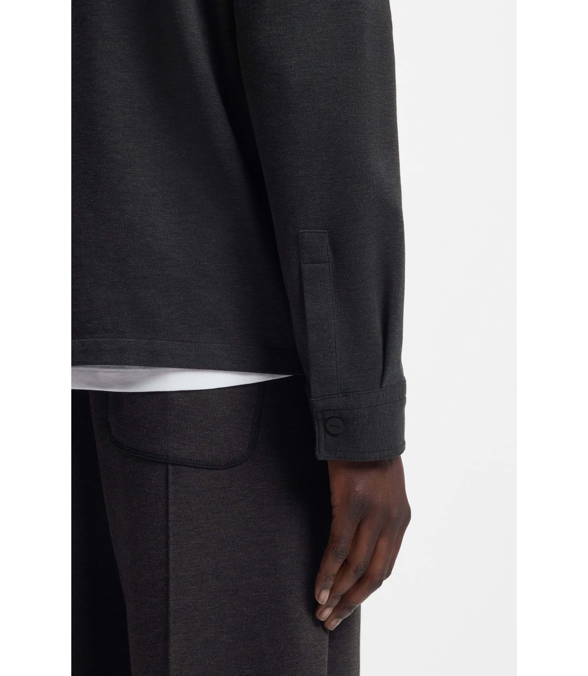 Hugo Oversized Fit Shirt In A Cotton Blend Grey
