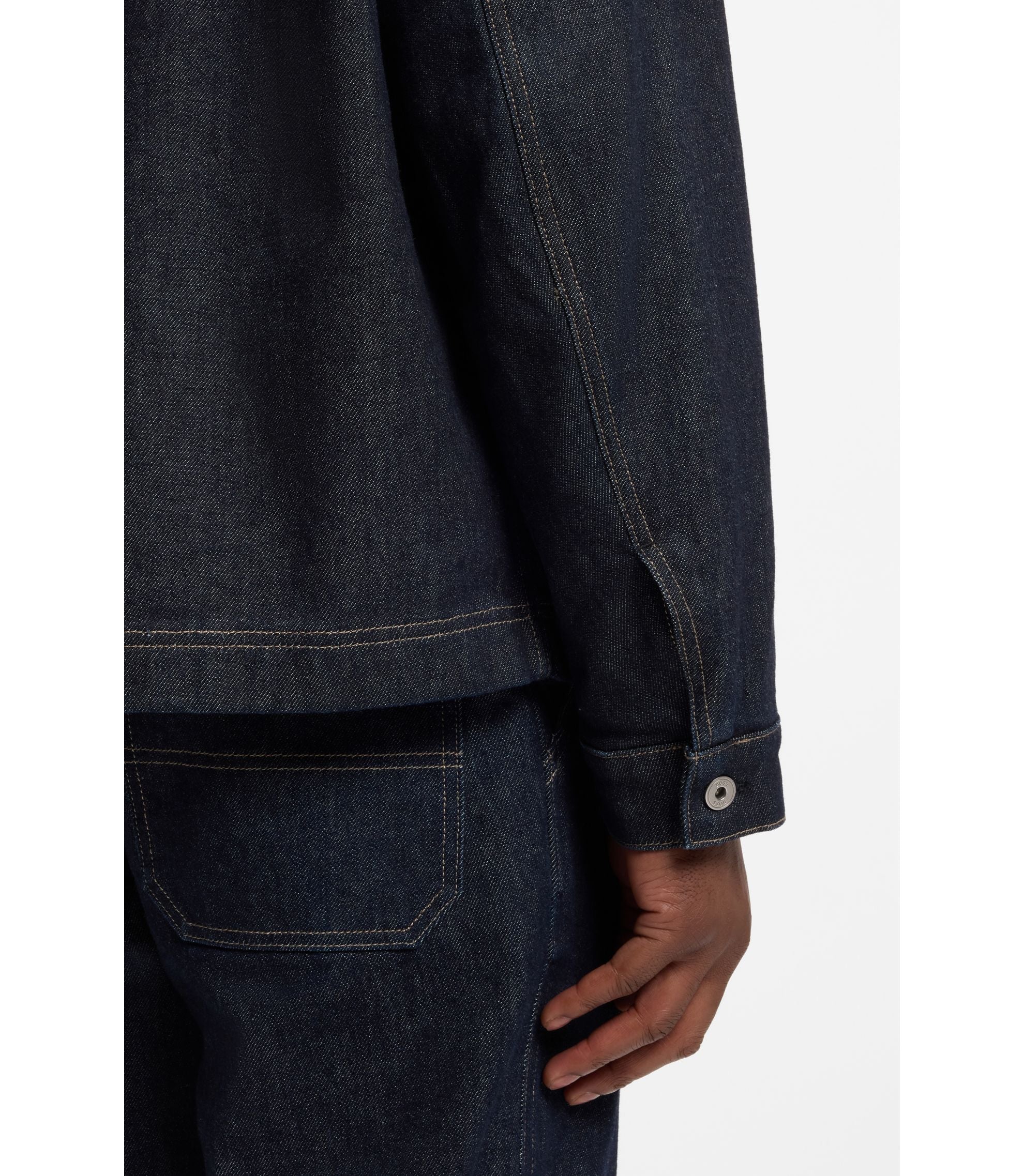 Boss Indigo Denim Jacket With Contrast Collar Dark Blue