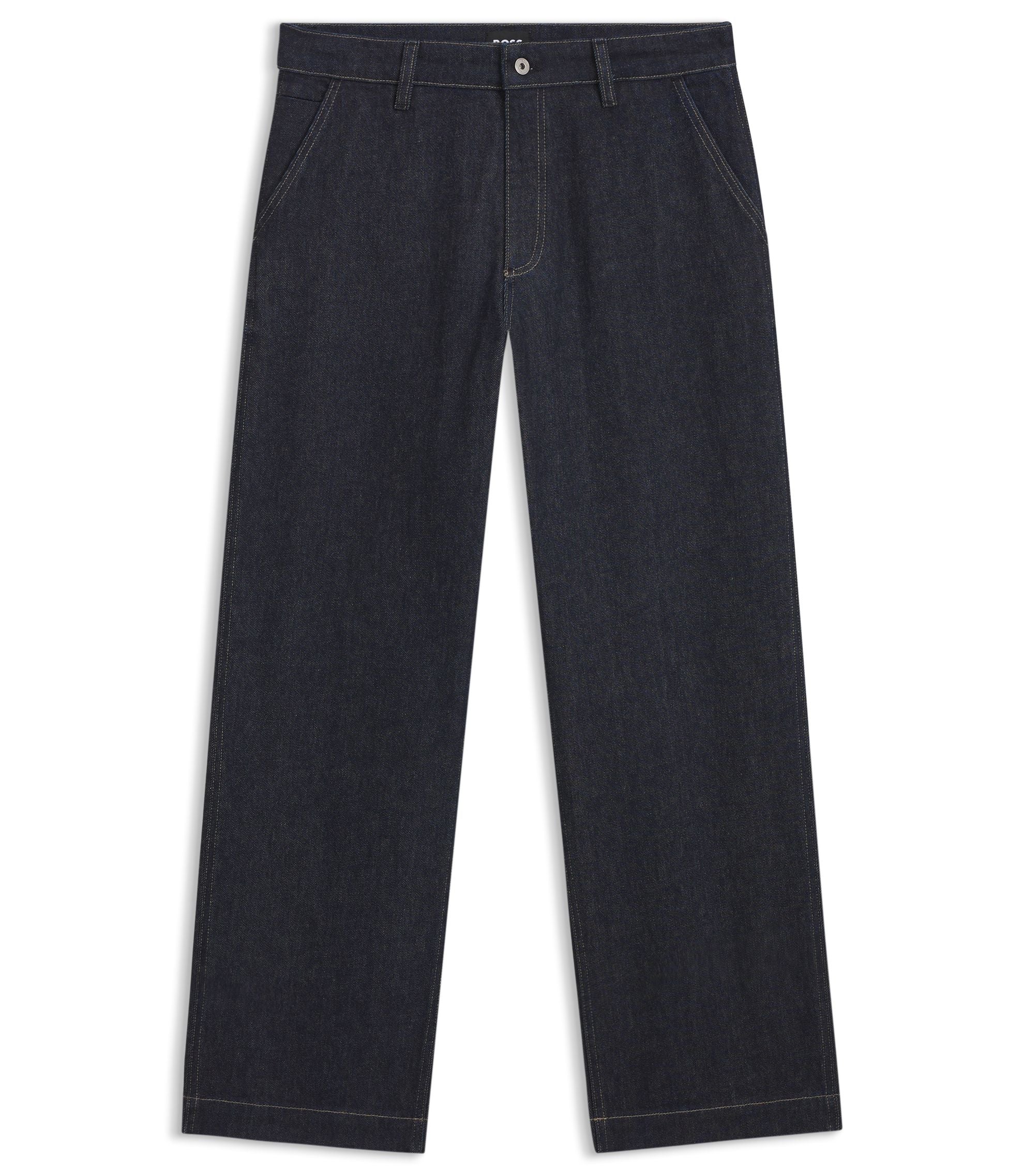 Boss Indigo Regular Fit Jeans In Stretch Denim Dark Blue