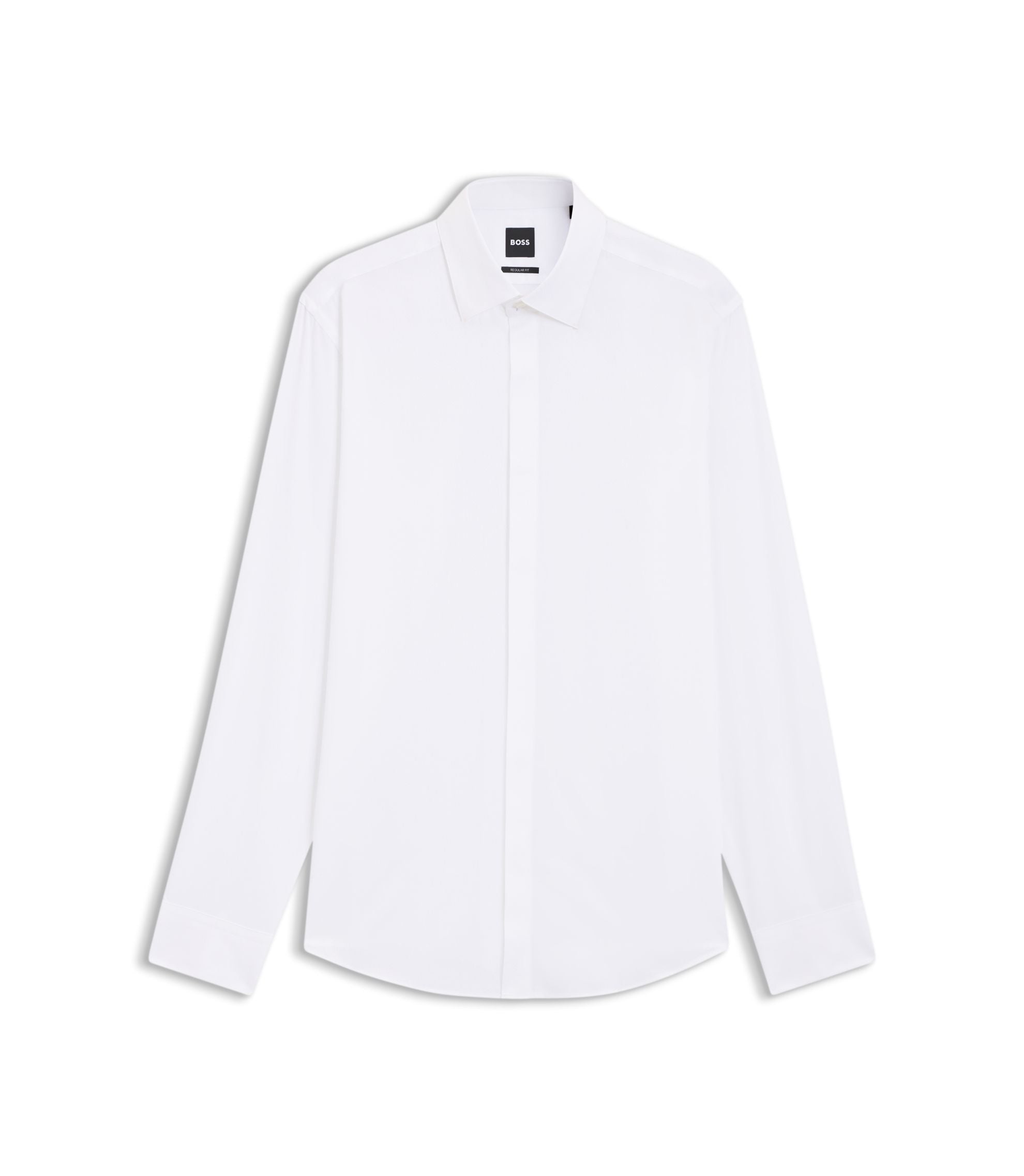 Boss Regular Fit Shirt In Italian Monogrammed Cotton White