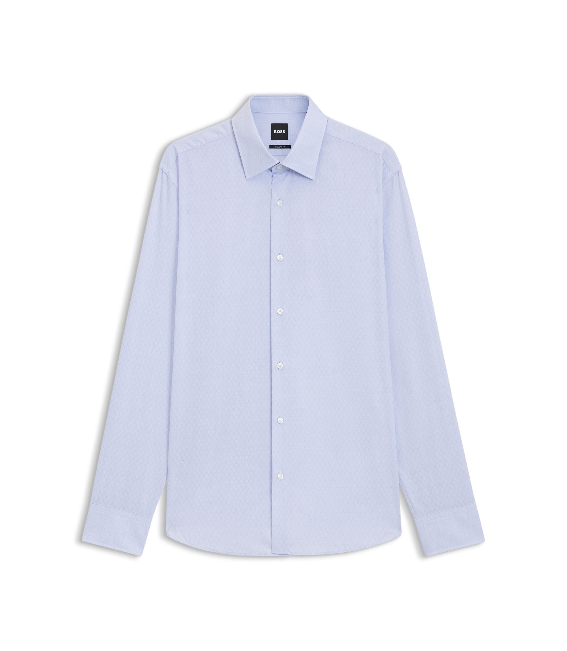 Boss Wrinkle Resistant Regular Fit Shirt In Cotton Light Blue
