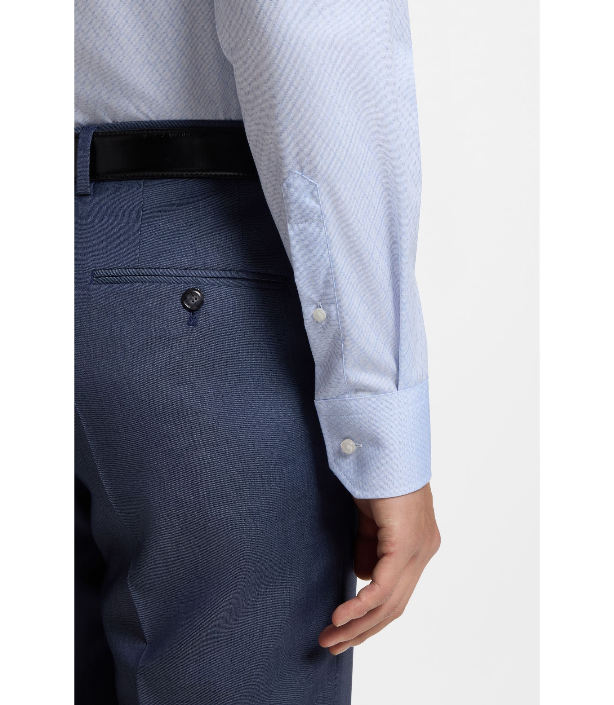 Boss Wrinkle Resistant Regular Fit Shirt In Cotton Light Blue