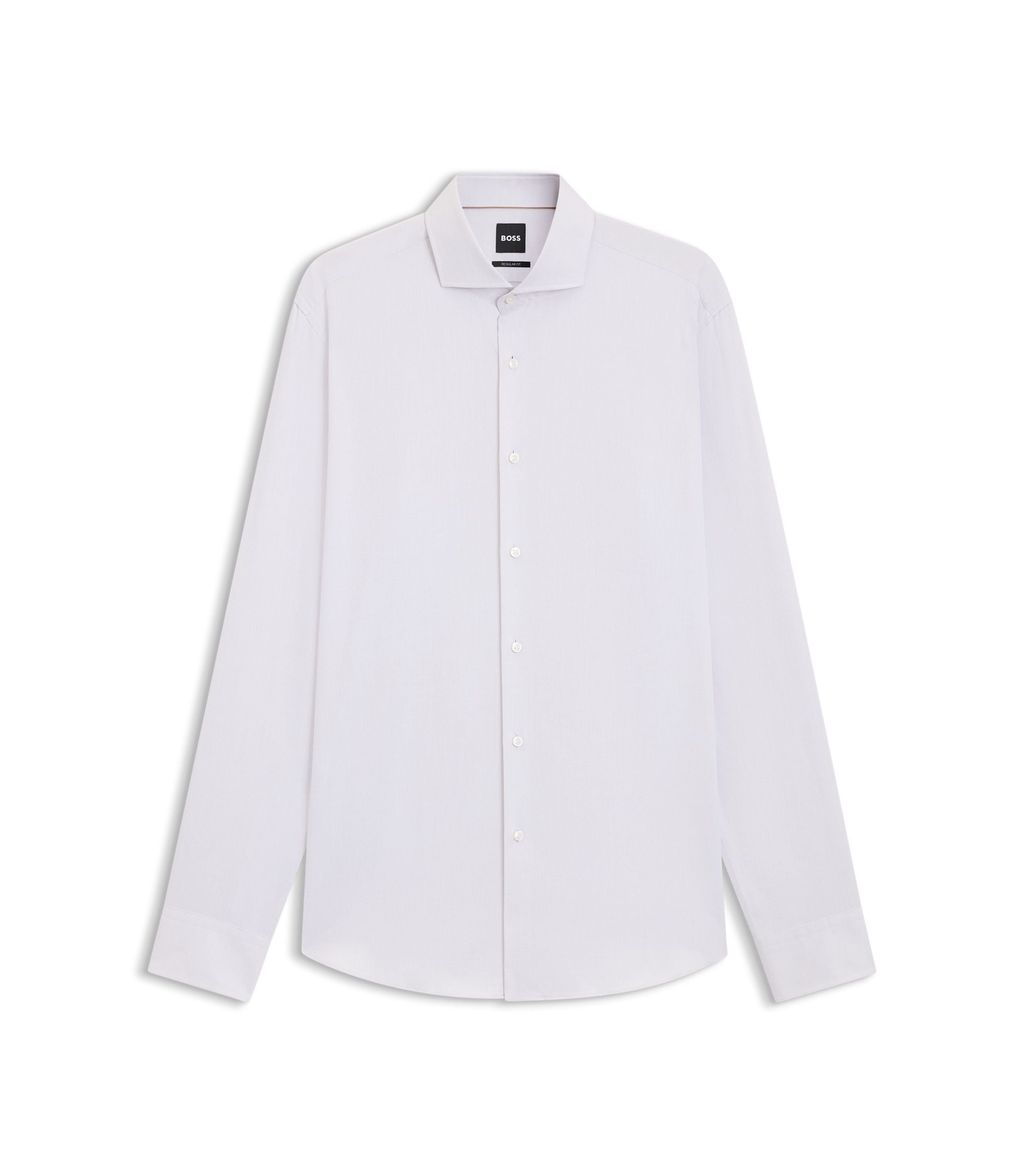 Boss Regular Fit Shirt In Structured Italian Made Cotton Khaki