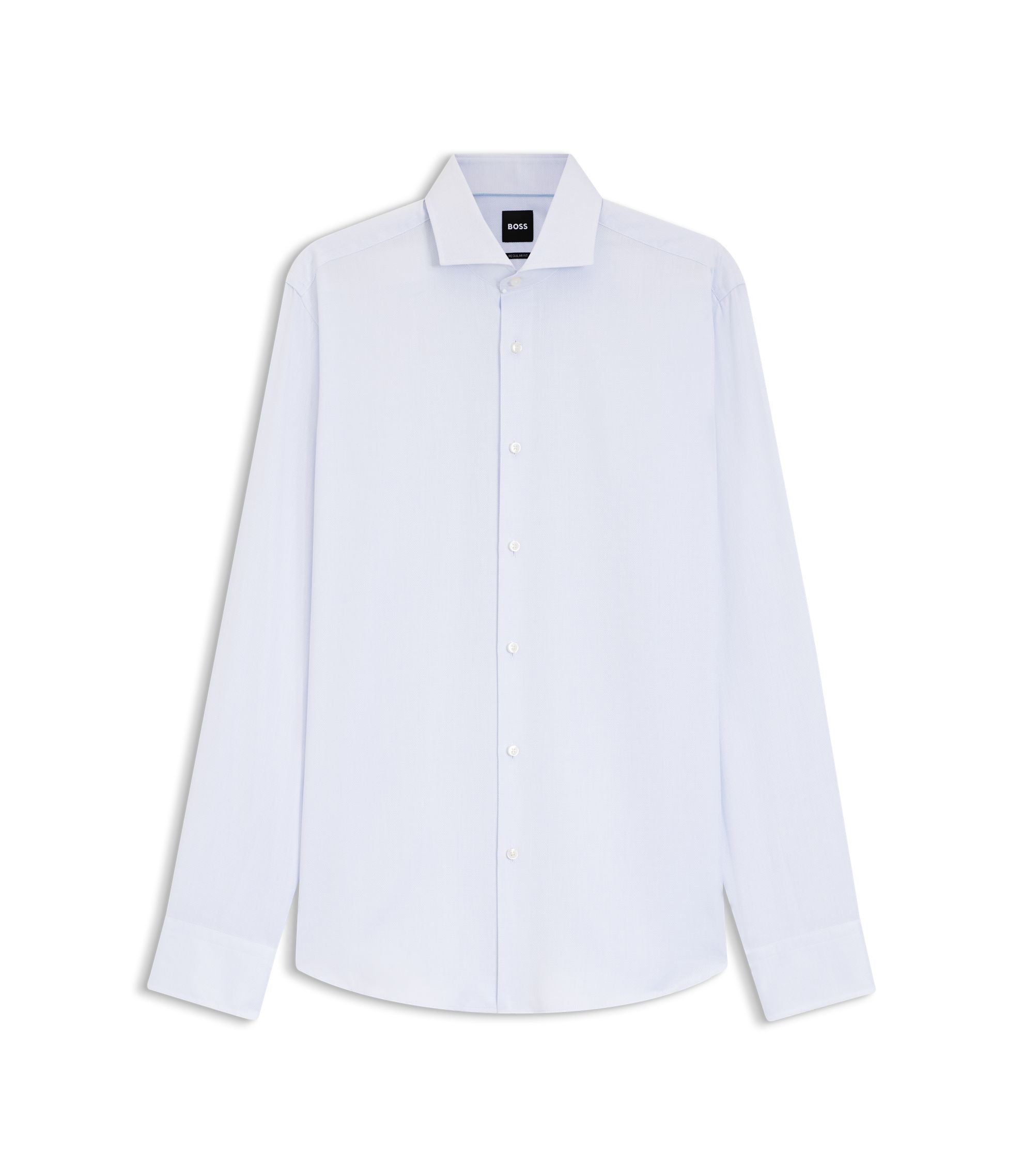 Boss Regular Fit Shirt In Structured Italian Made Cotton Blue