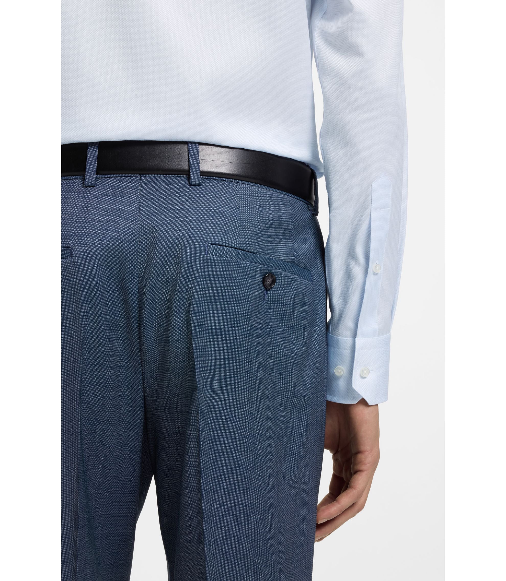 Boss Regular Fit Shirt In Structured Italian Made Cotton Blue