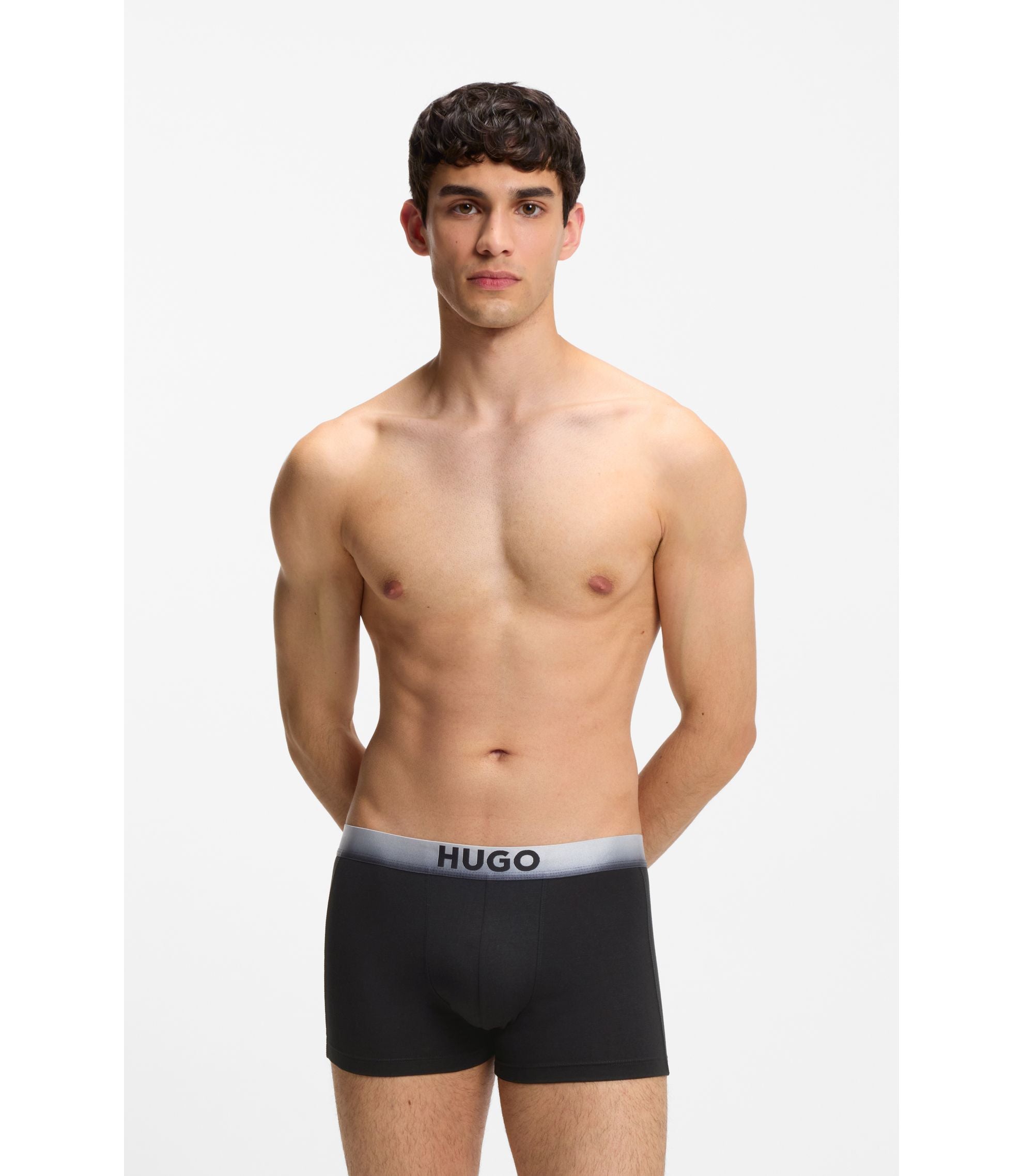 Hugo Three Pack Of Degrad Waistband Trunks Patterned