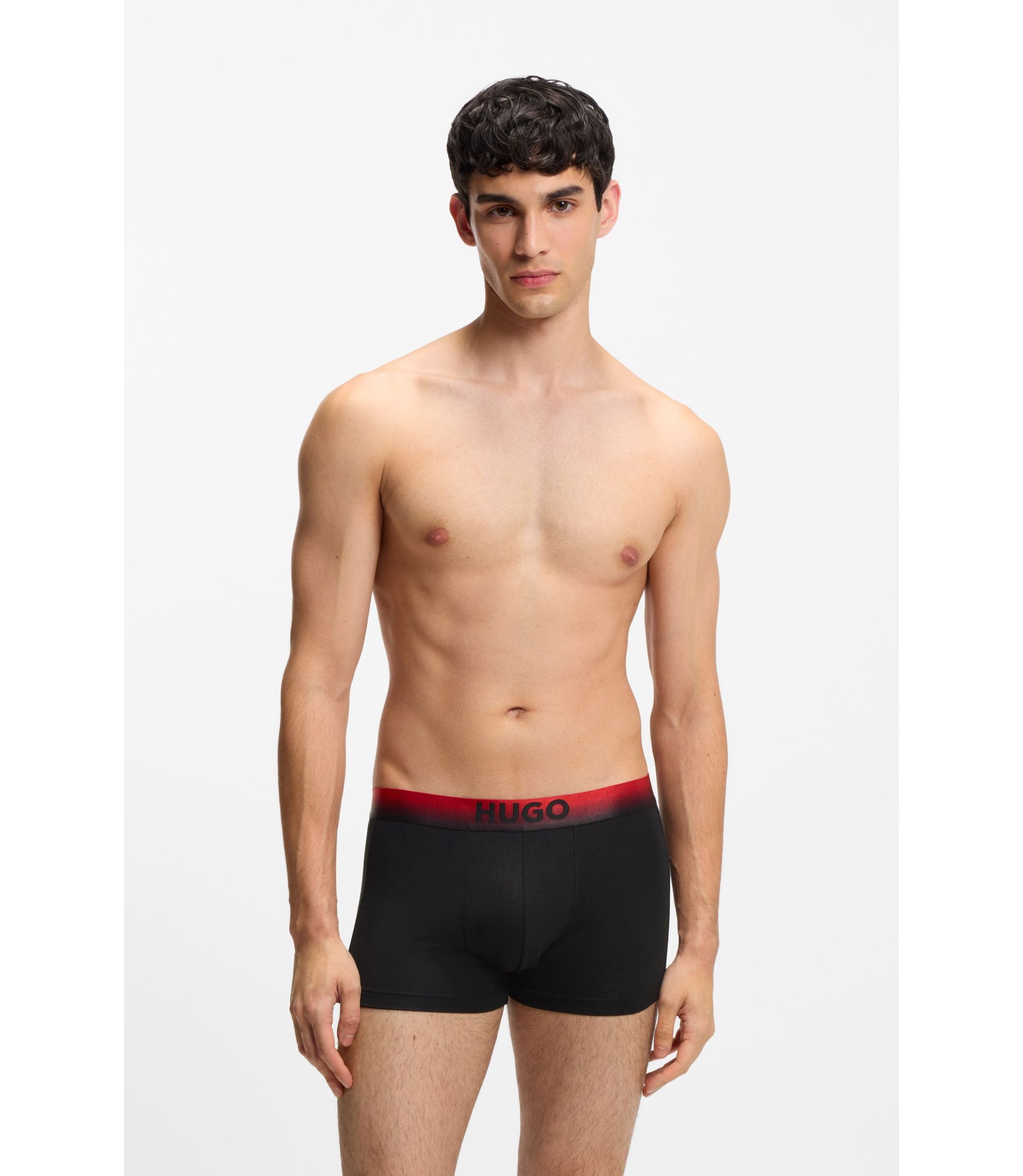 Hugo Three Pack Of Degrad Waistband Trunks Patterned