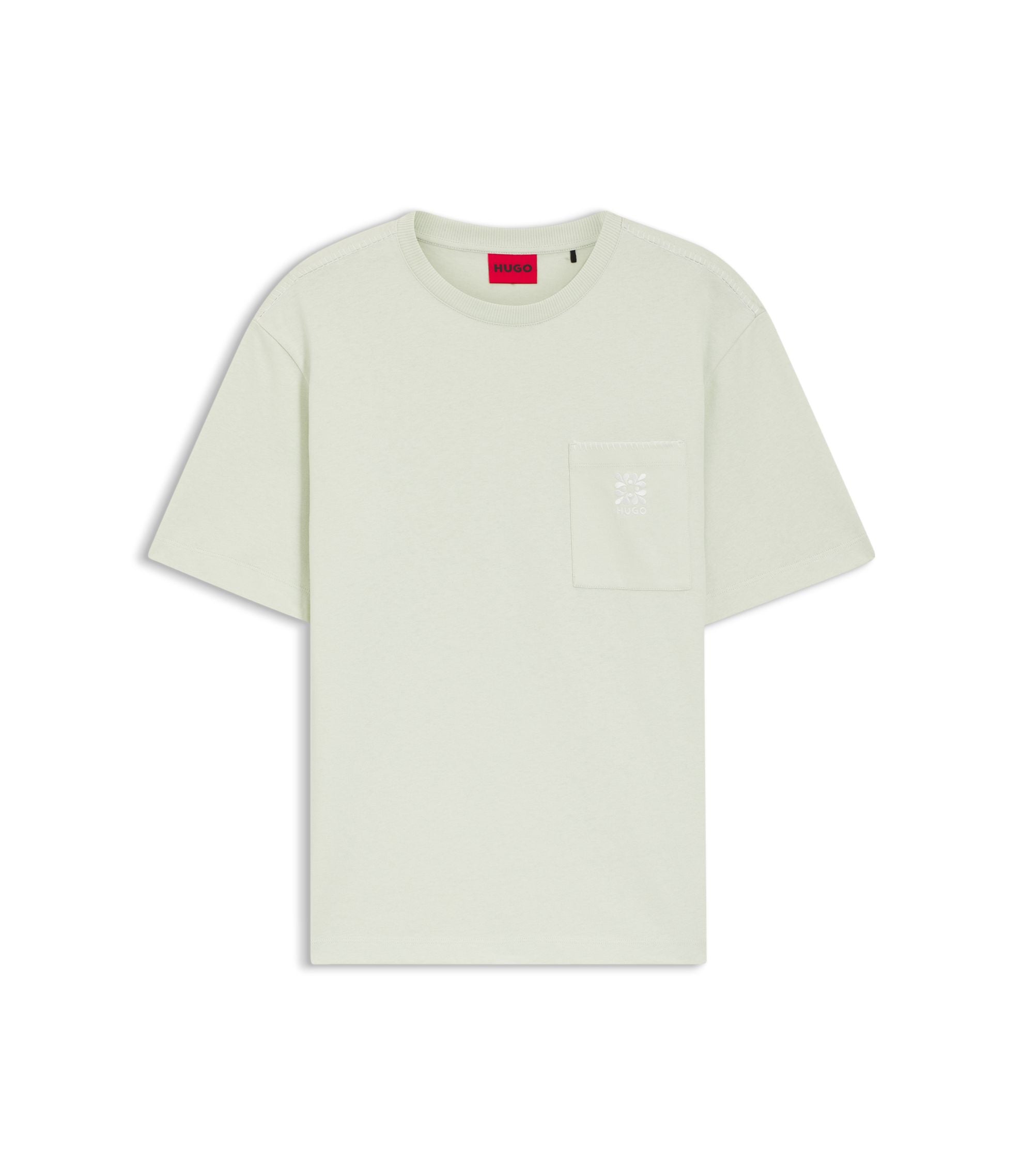 Hugo Cotton Jersey T Shirt With Embroidered Logo Light Green