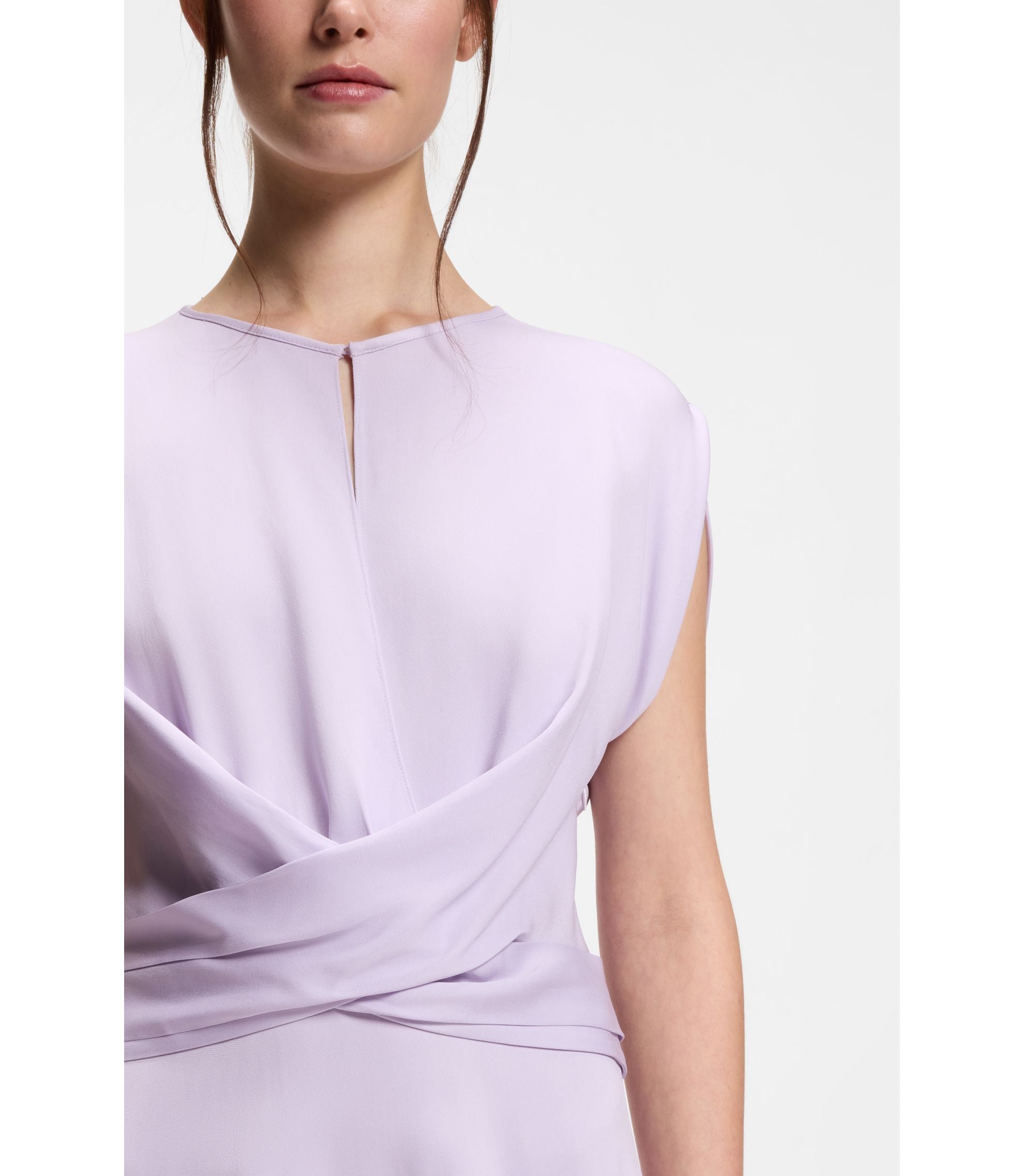 Boss Keyhole Neckline Dress With Wrap Detail Light Purple Women's