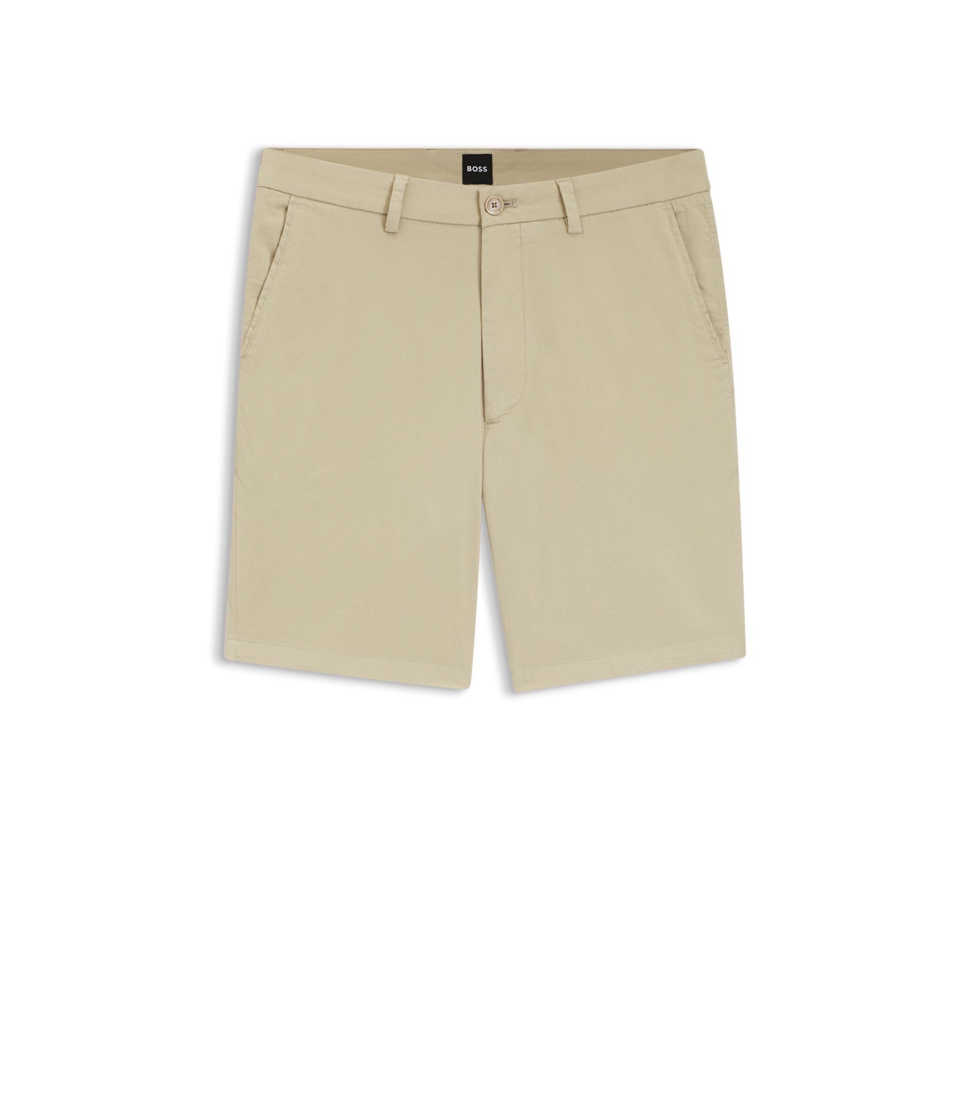 Boss Modern Fit Shorts In Stretch Cotton Twill Light Beige