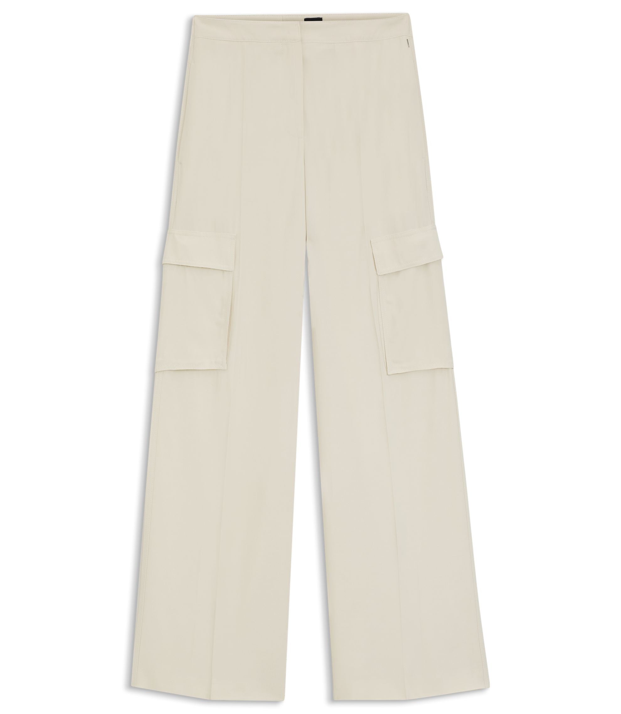 Boss Regular Fit Trousers With Cargo Pockets White Women's