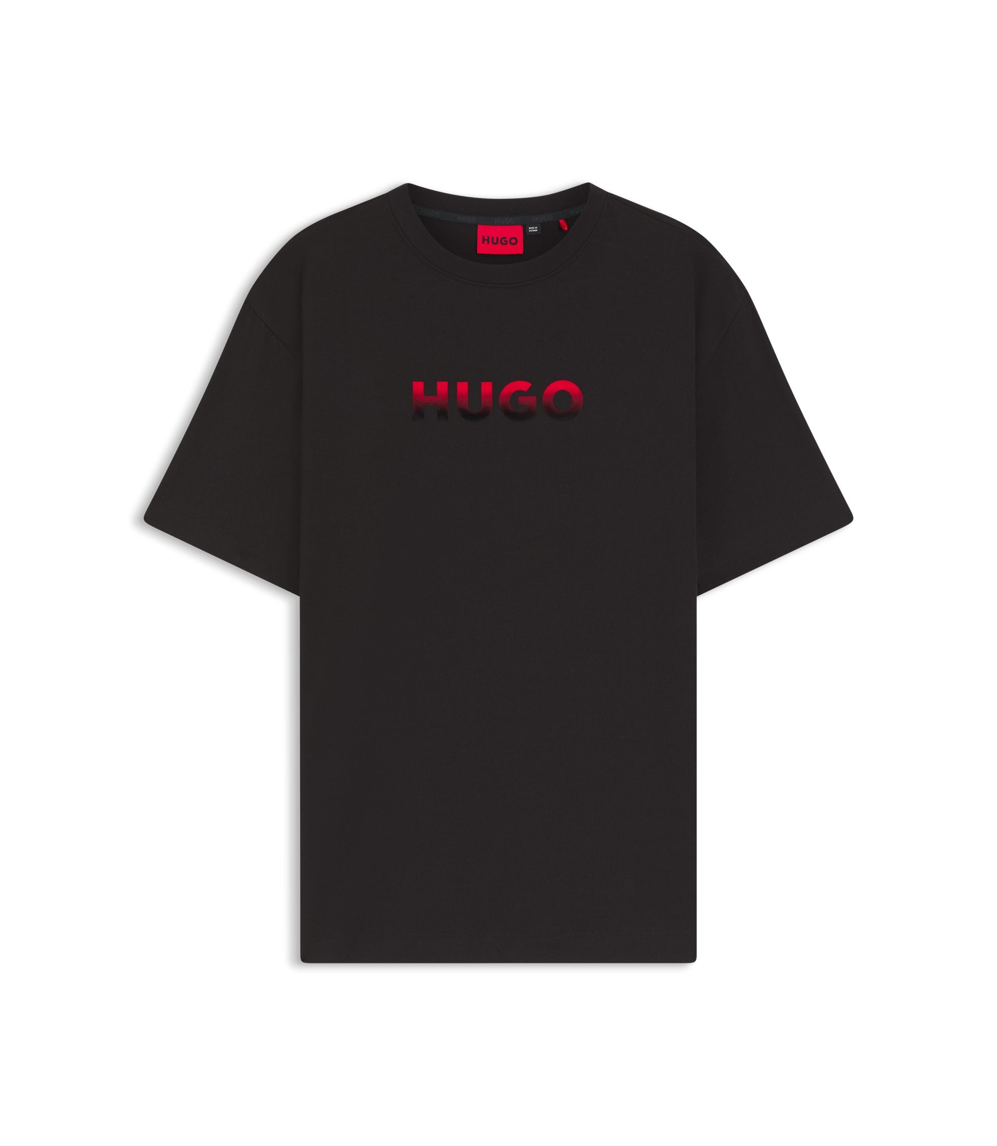 Hugo Gradient Logo Pyjama T Shirt In A Cotton Blend Black
