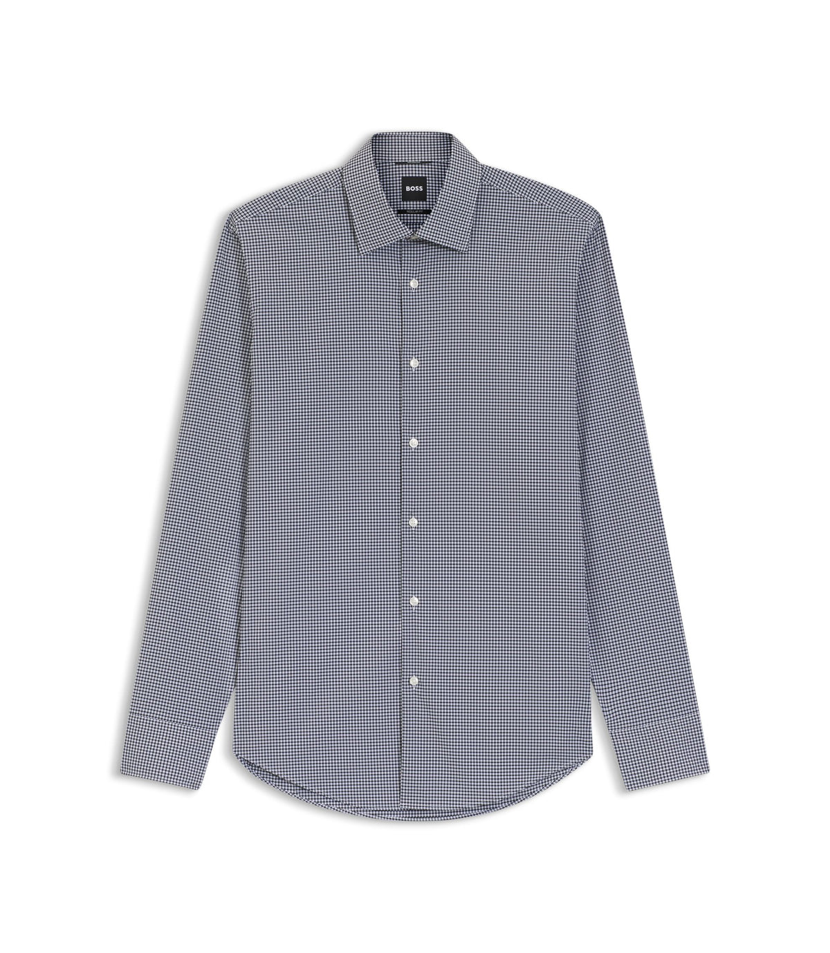 Boss Checked Regular Fit Shirt In Performance Stretch Fabric Black