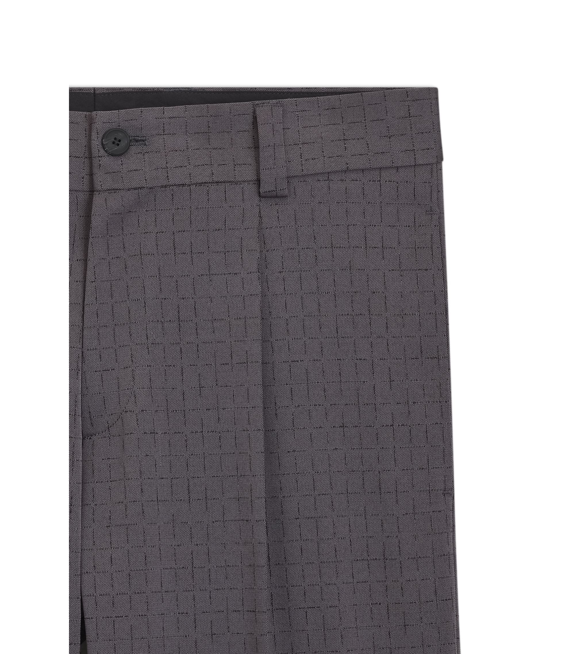 Hugo Checked Modern Fit Trousers In Stretch Cloth Dark Grey