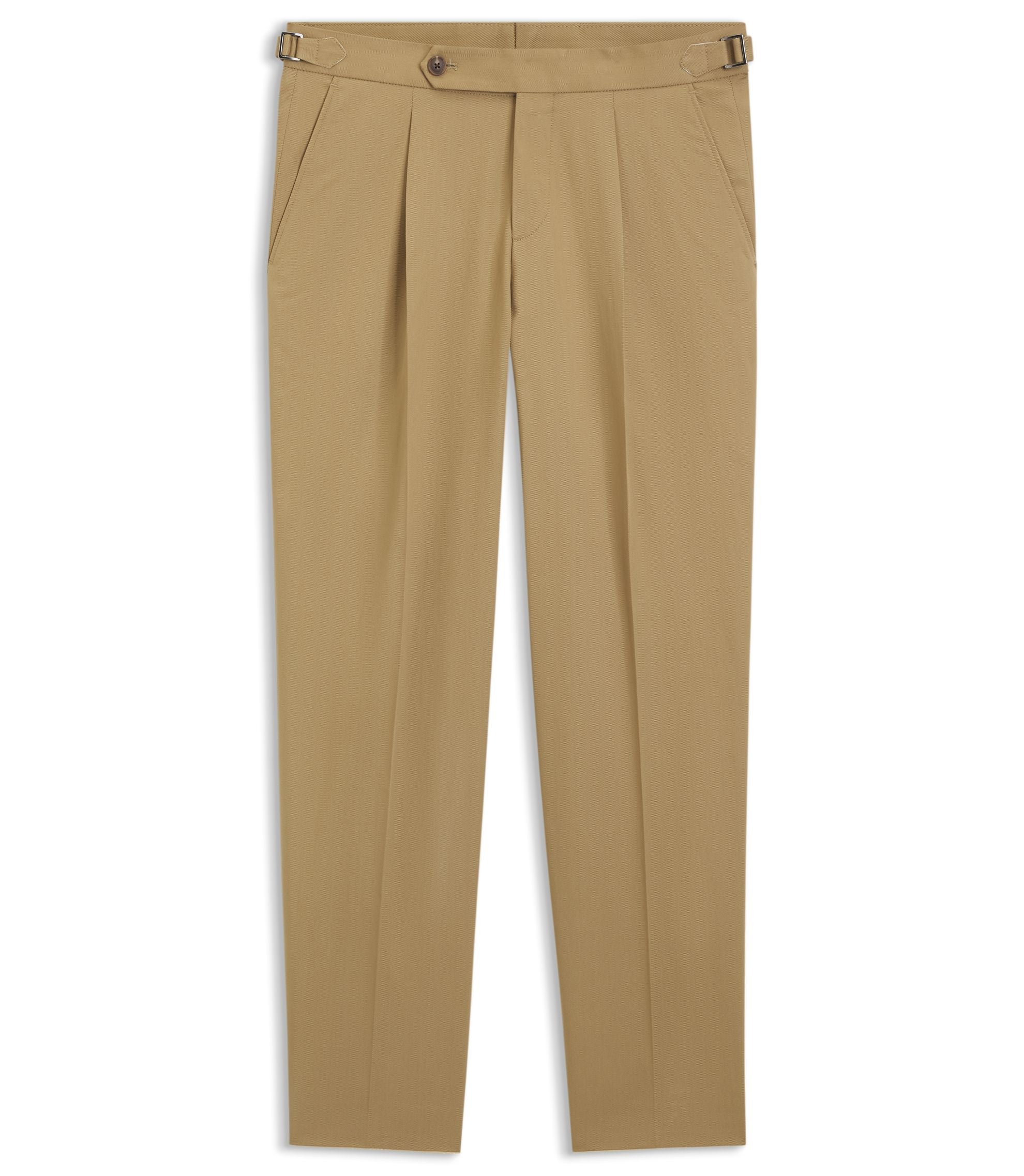 Boss Tapered Fit Trousers In Stretch Cotton Khaki