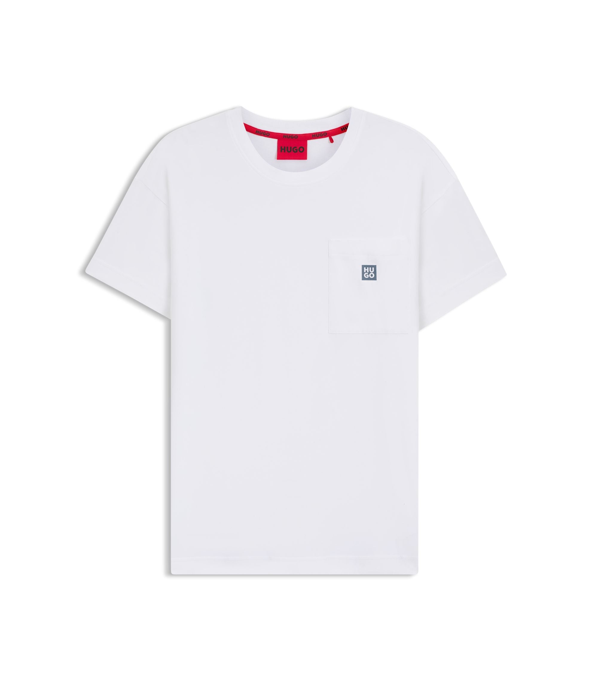 Hugo Stacked Logo Pyjama T Shirt In Stretch Cotton White