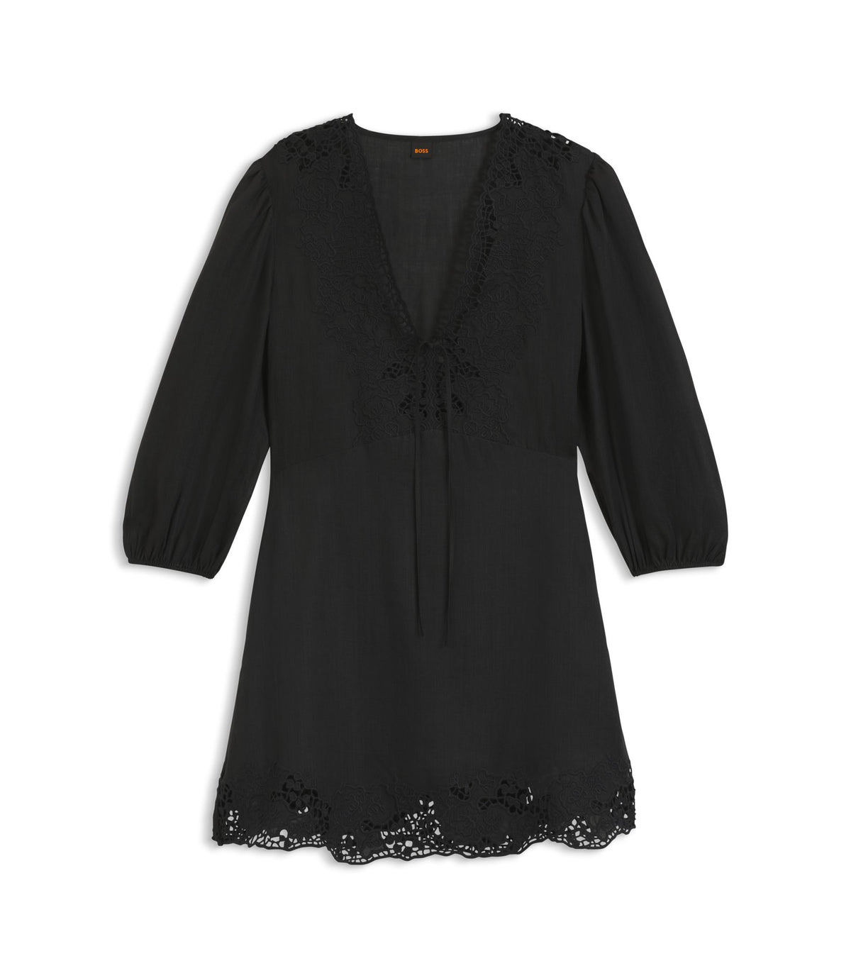 Boss A Line Dress With Embroidered Details Black Women's