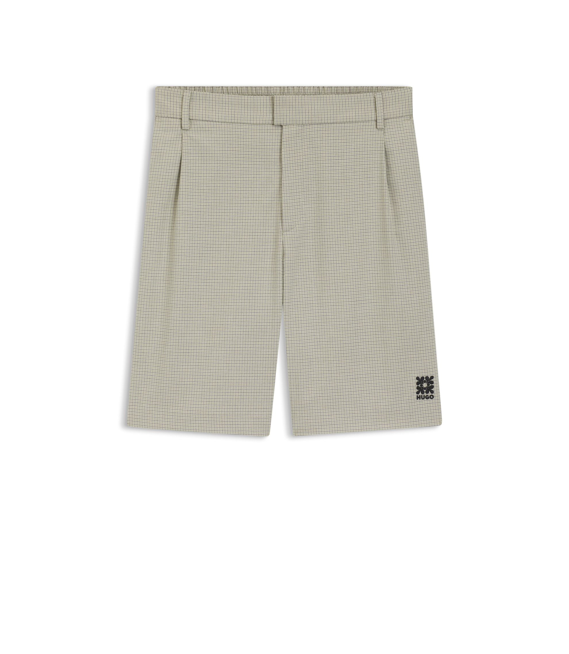 Hugo Relaxed Fit Shorts With Houndstooth Pattern Light Green