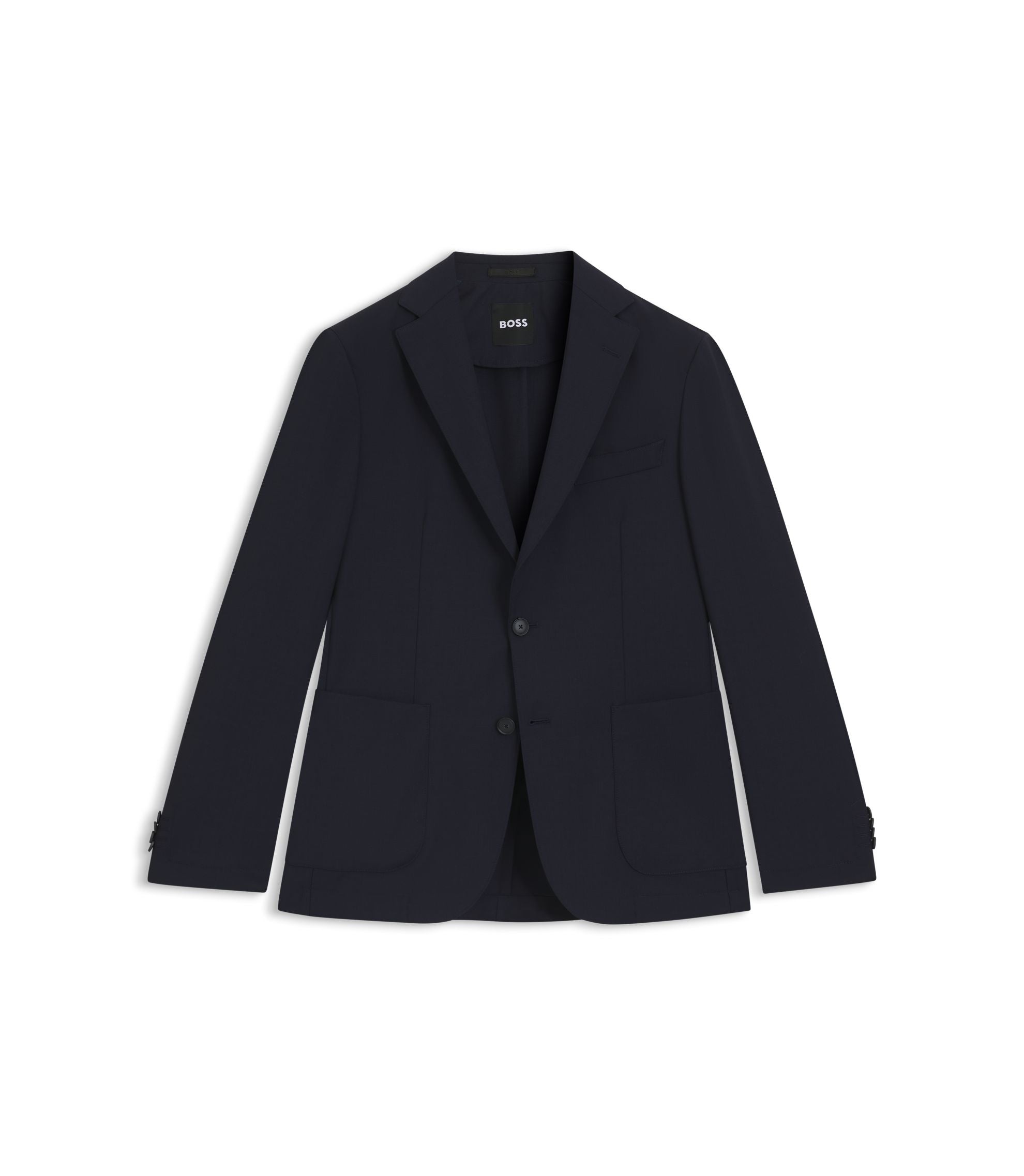 Boss Washable Slim Fit Jacket In A Wool Blend Dark Blue