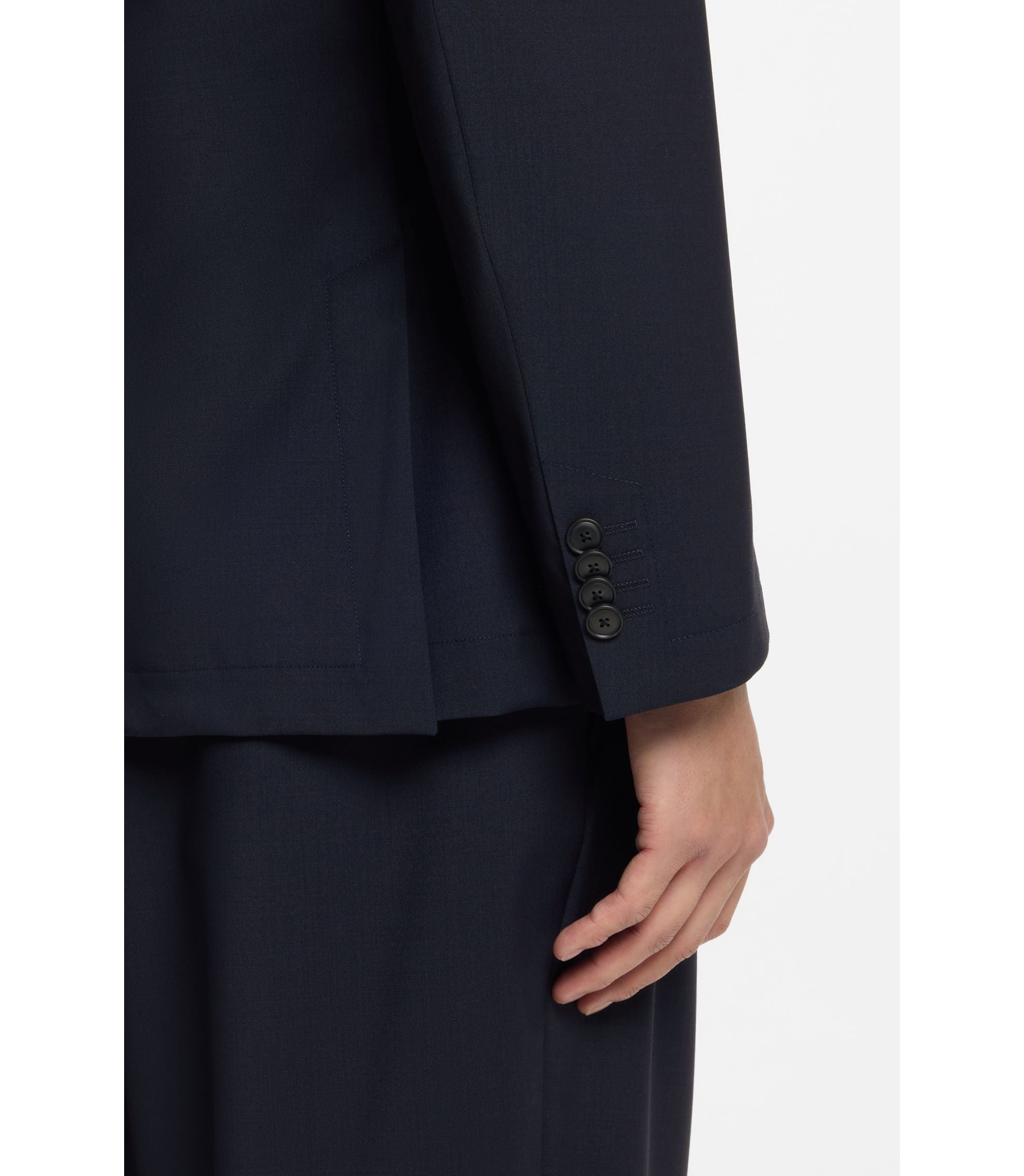 Boss Washable Slim Fit Jacket In A Wool Blend Dark Blue