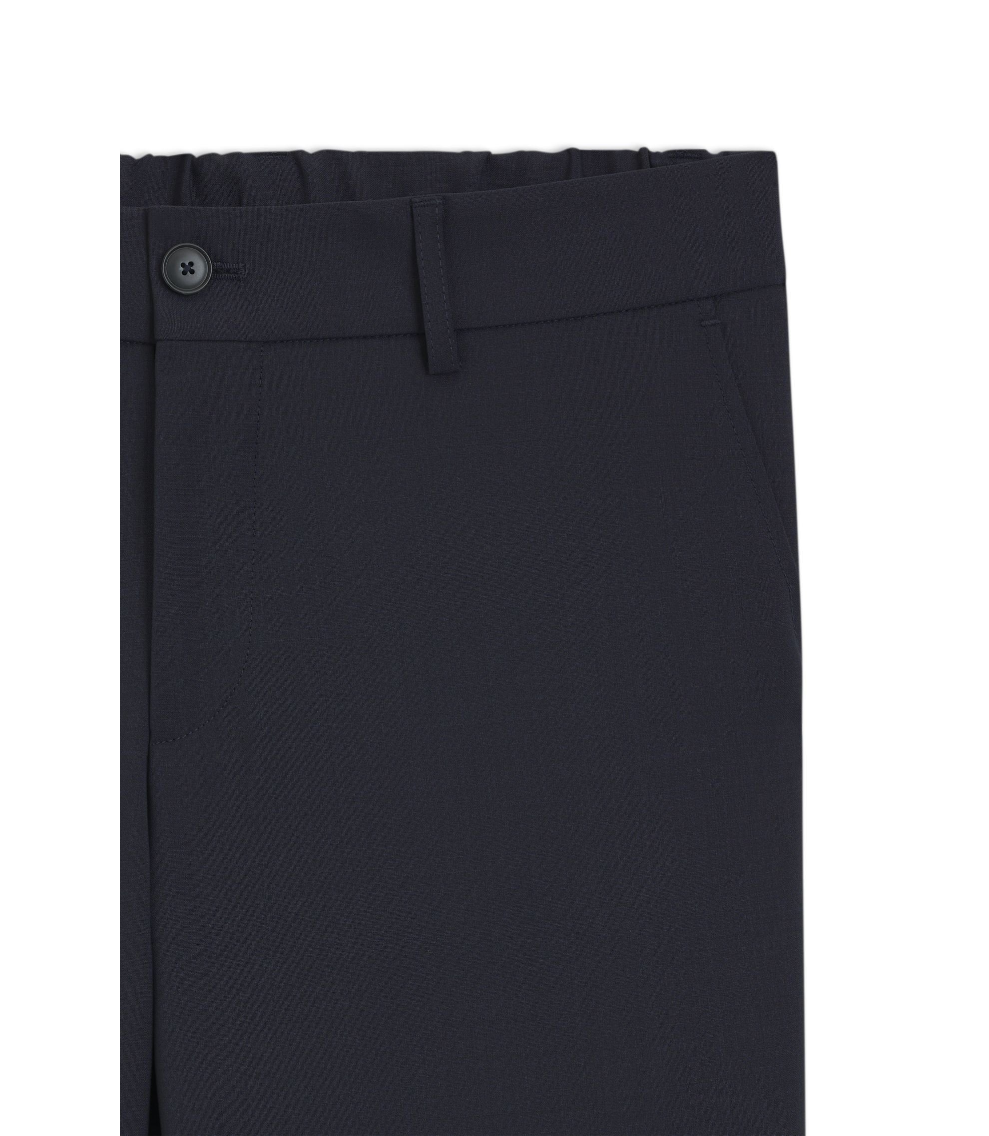 Boss Washable Slim Fit Trousers In A Wool Blend Dark Blue