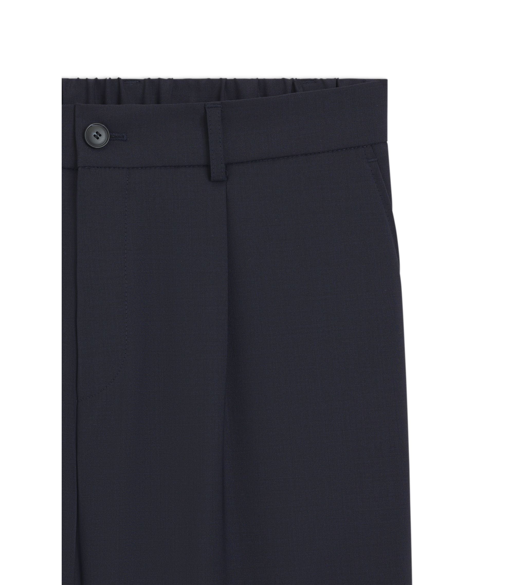Boss Washable Tapered Fit Trousers In A Wool Blend Dark Blue