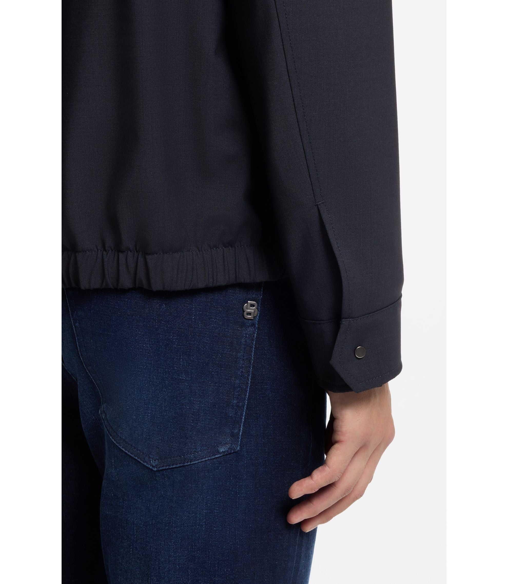 Boss Relaxed Fit Overshirt In A Wool Blend Dark Blue