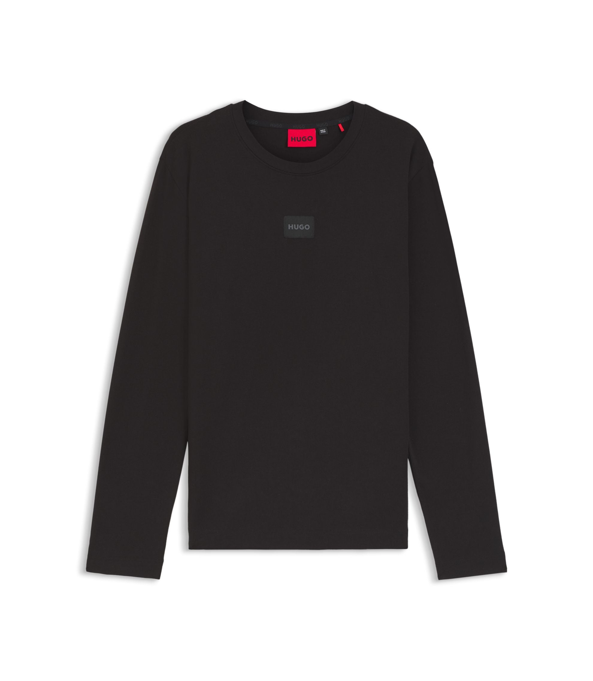 Hugo Logo Label Pyjama T Shirt In A Cotton Blend Black
