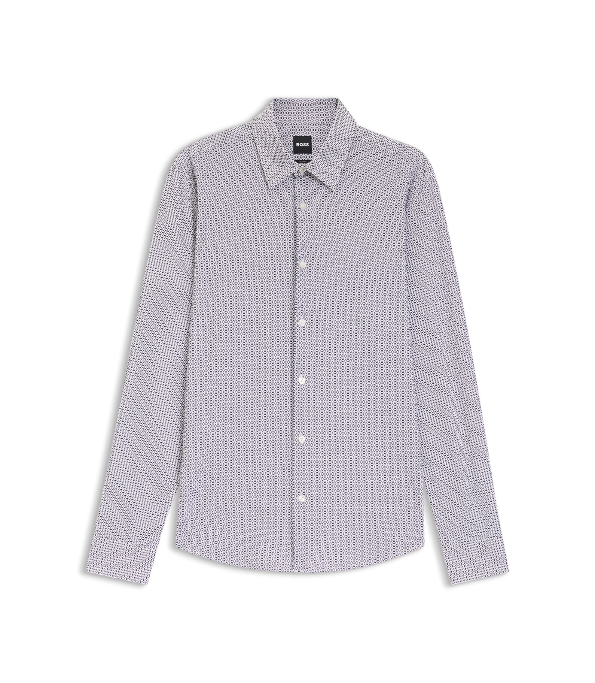 Boss Printed Slim Fit Shirt In Performance Stretch Jersey Khaki