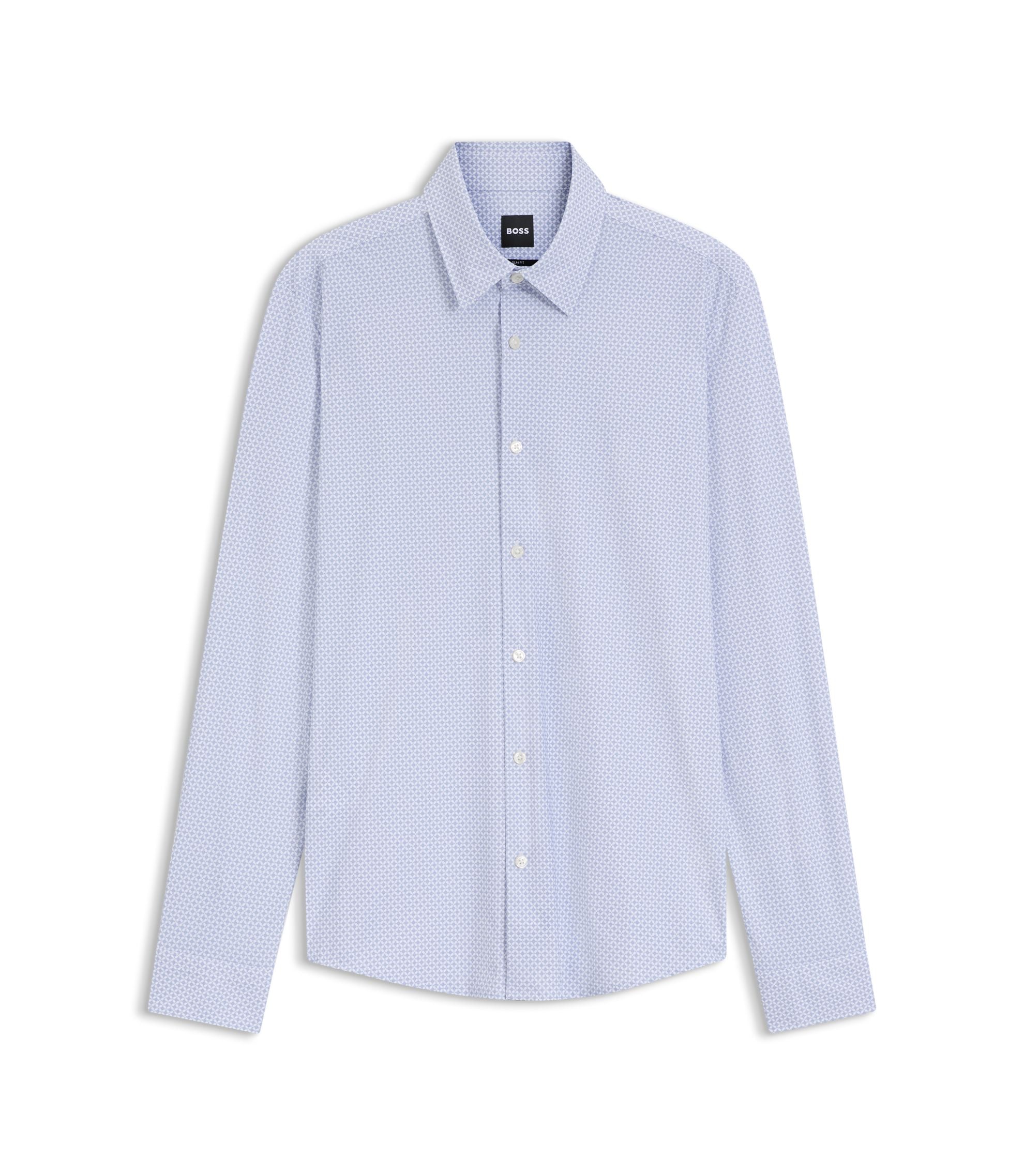 Boss Printed Slim Fit Shirt In Performance Stretch Jersey Light Purple