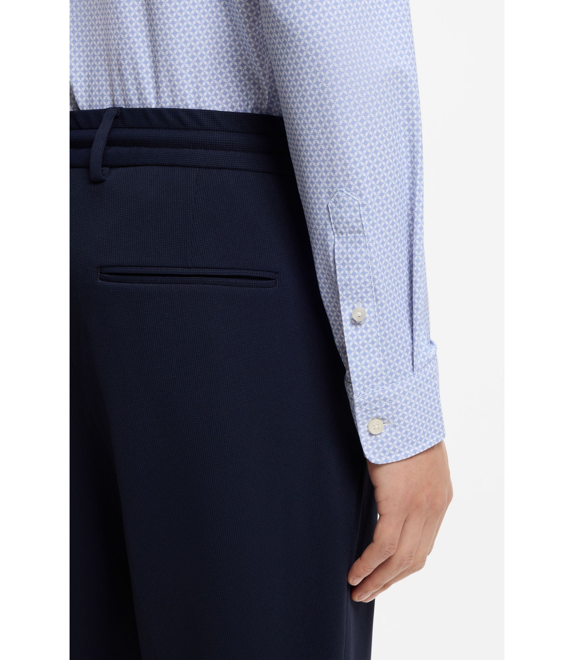 Boss Printed Slim Fit Shirt In Performance Stretch Jersey Light Purple