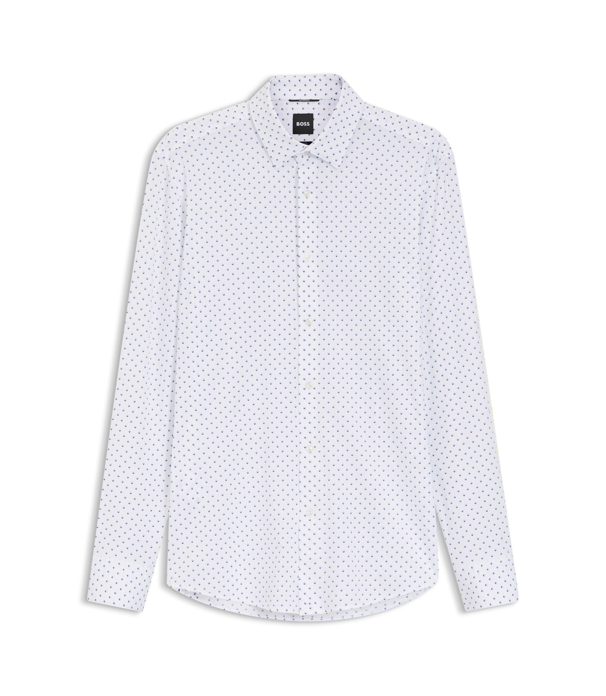 Boss Slim Fit Shirt In Italian Made Performance Stretch Jersey Light Blue