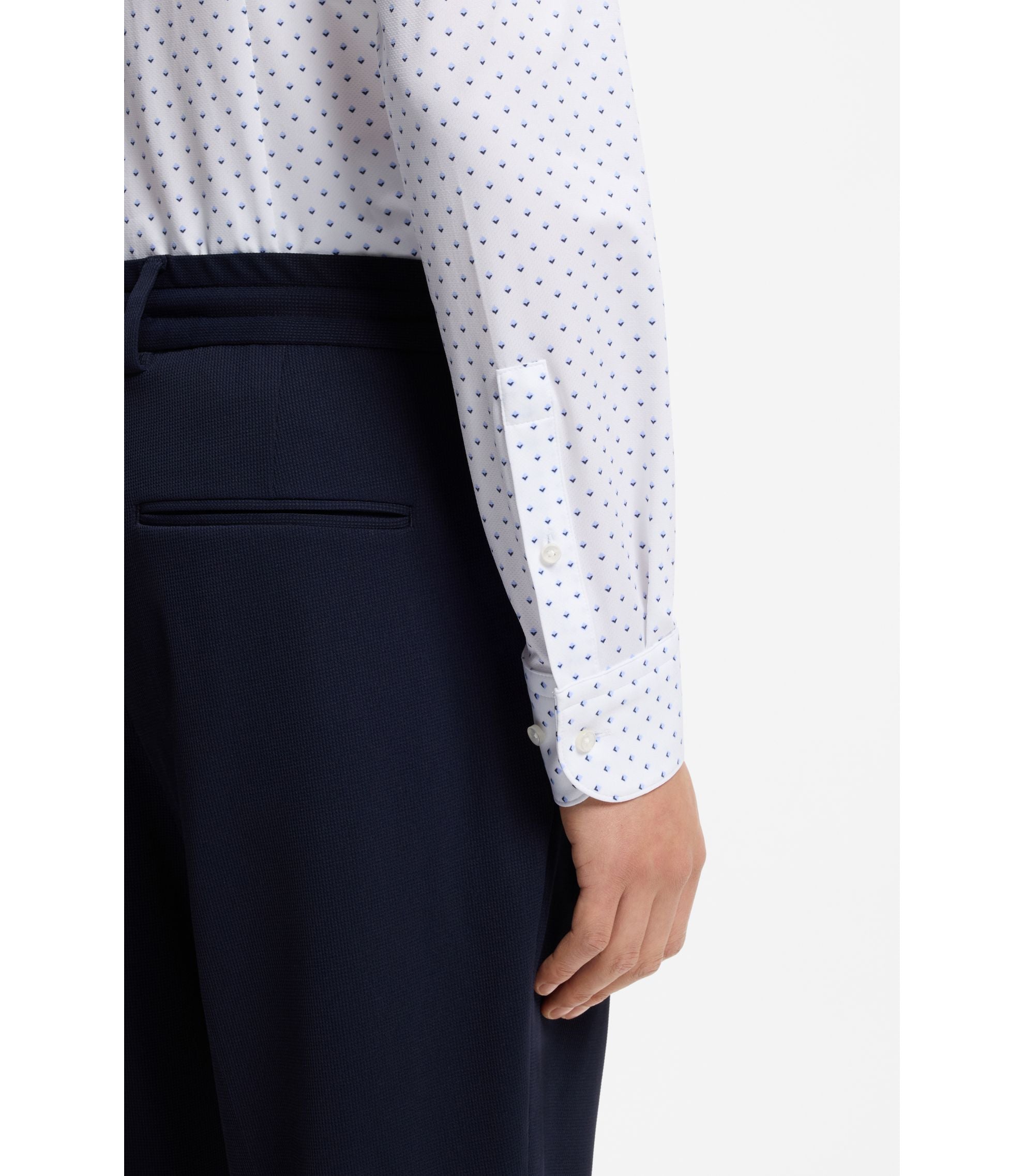 Boss Slim Fit Shirt In Italian Made Performance Stretch Jersey Light Blue