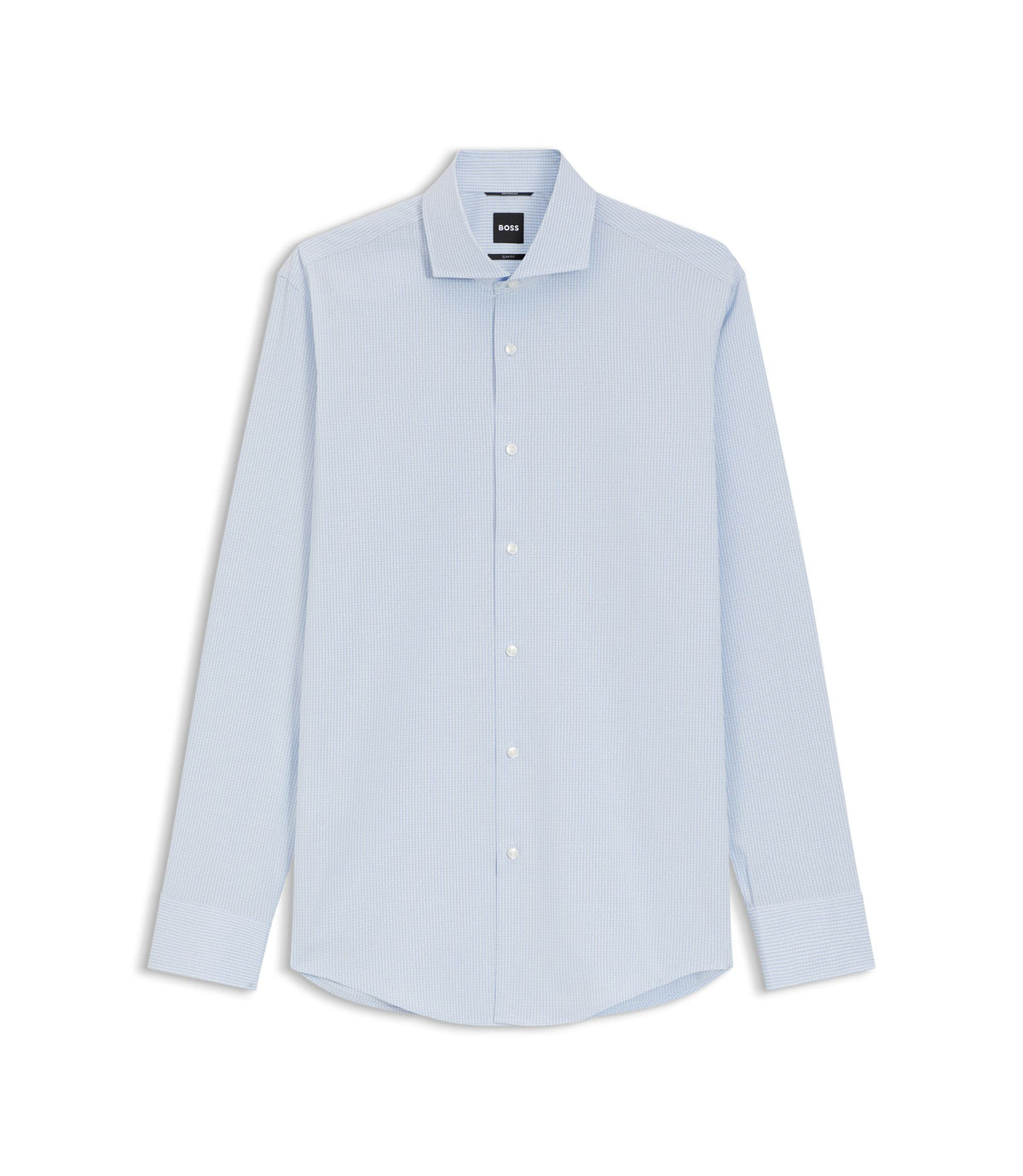 Boss Checked Slim Fit Shirt In Performance Stretch Fabric Light Blue