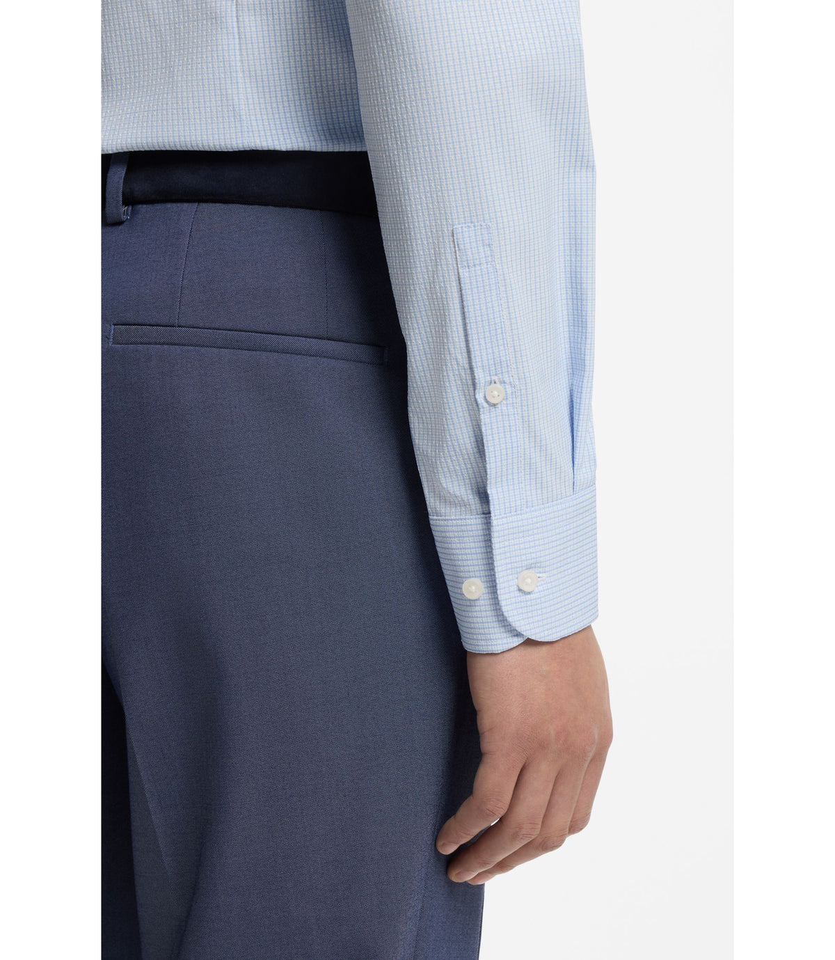 Boss Checked Slim Fit Shirt In Performance Stretch Fabric Light Blue
