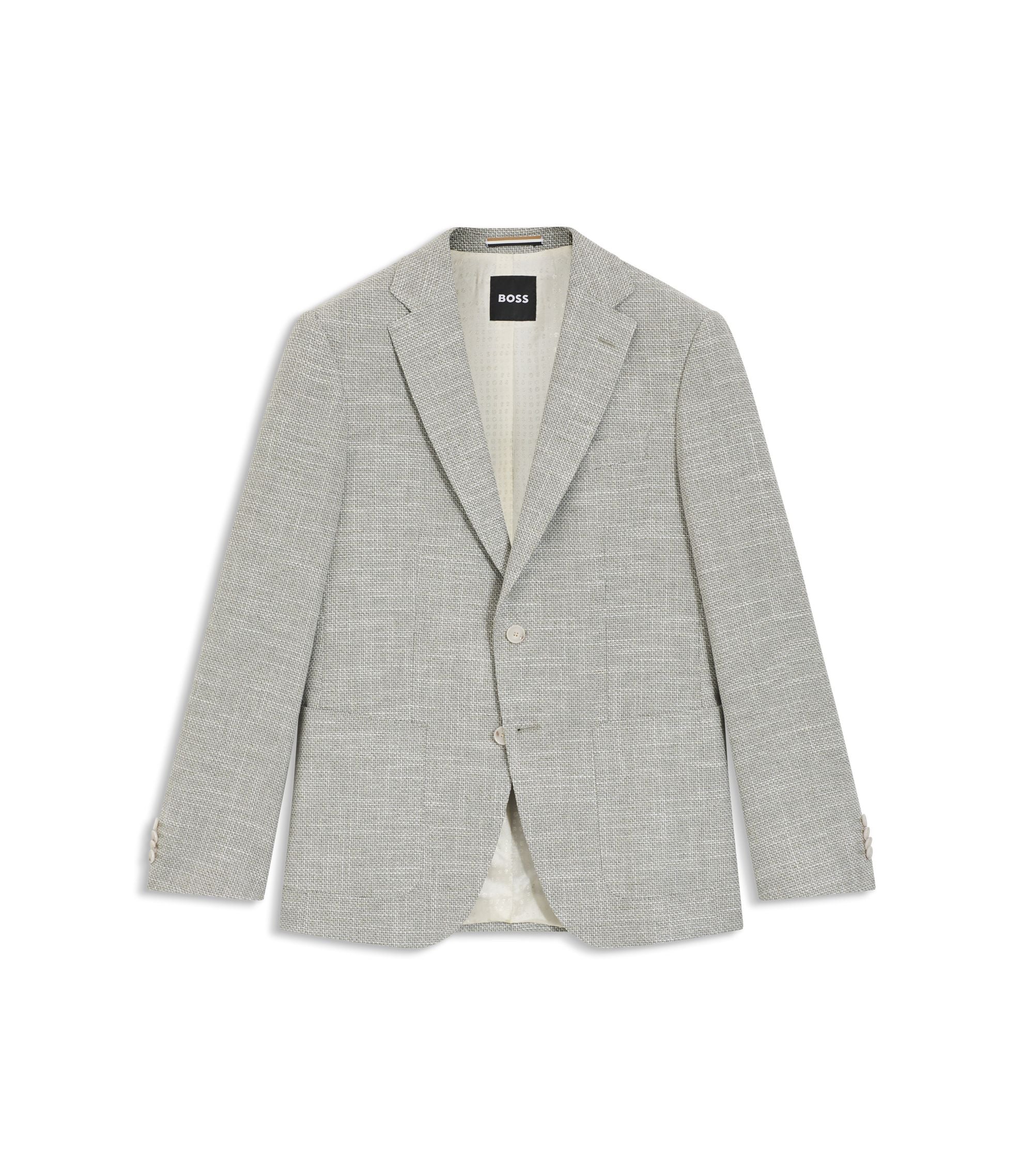 Boss Patterned Regular Fit Jacket In A Cotton Blend Light Green