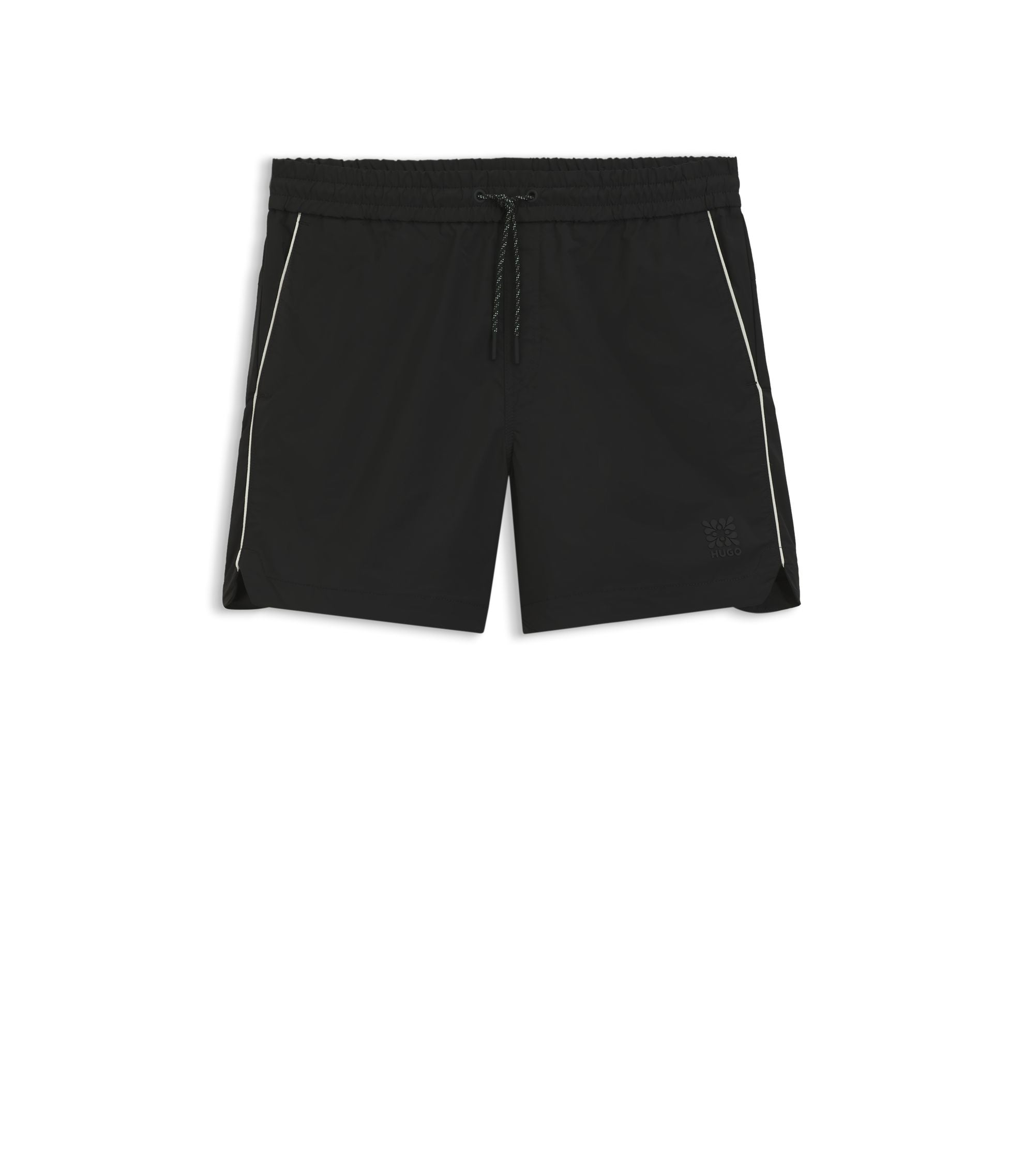 Hugo Contrast Piping Shorts With Water Repellent Finish Black