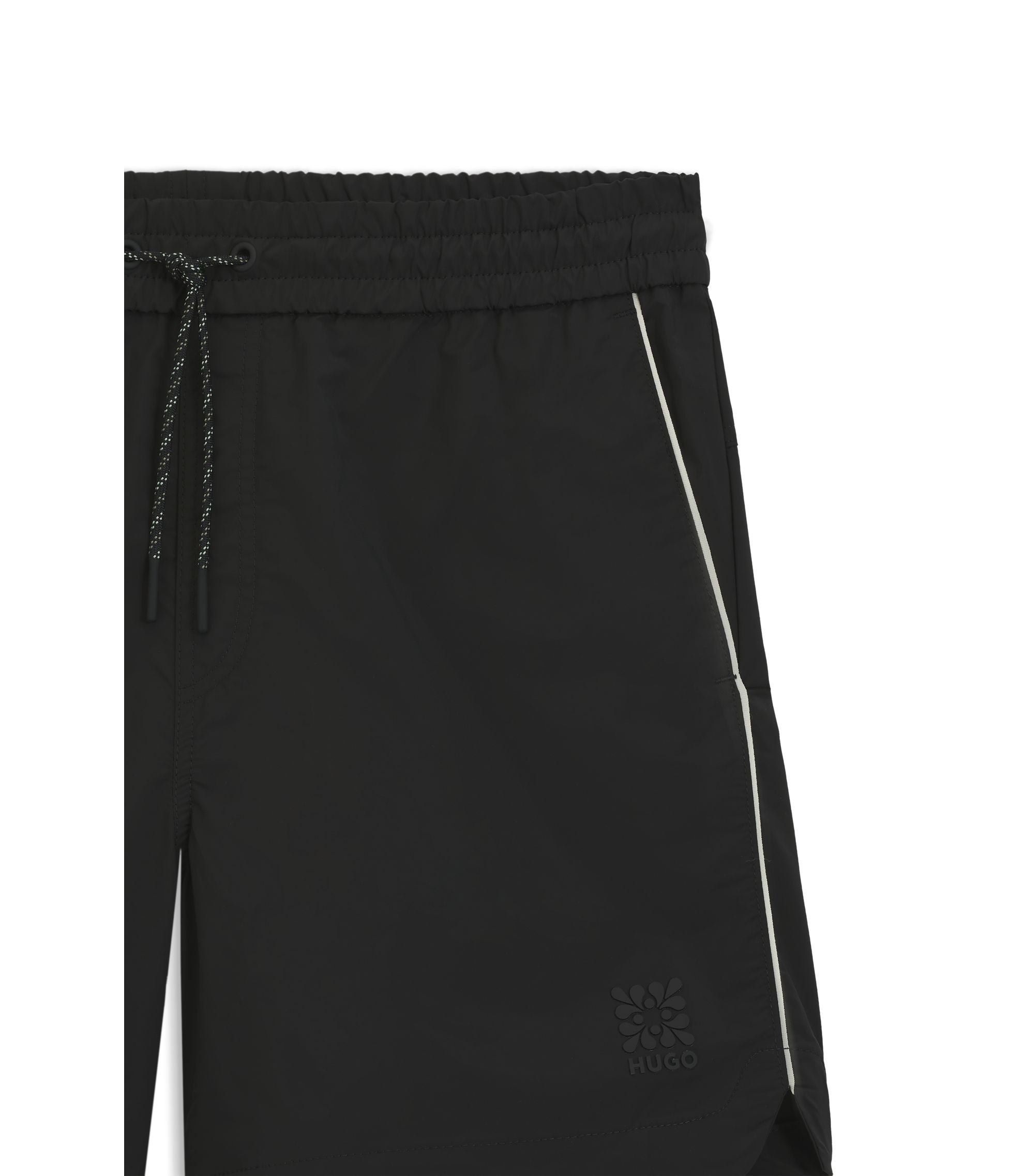 Hugo Contrast Piping Shorts With Water Repellent Finish Black