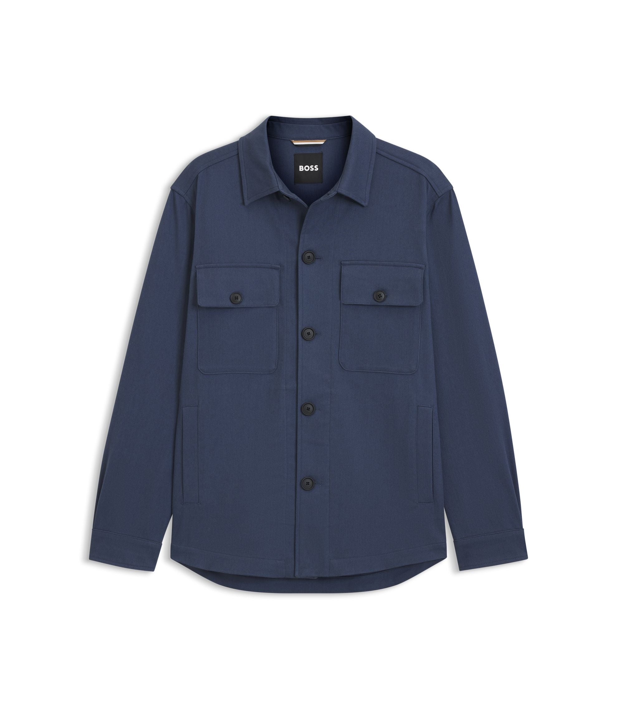 Boss Relaxed Fit Overshirt In Stretch Cotton Twill Light Blue