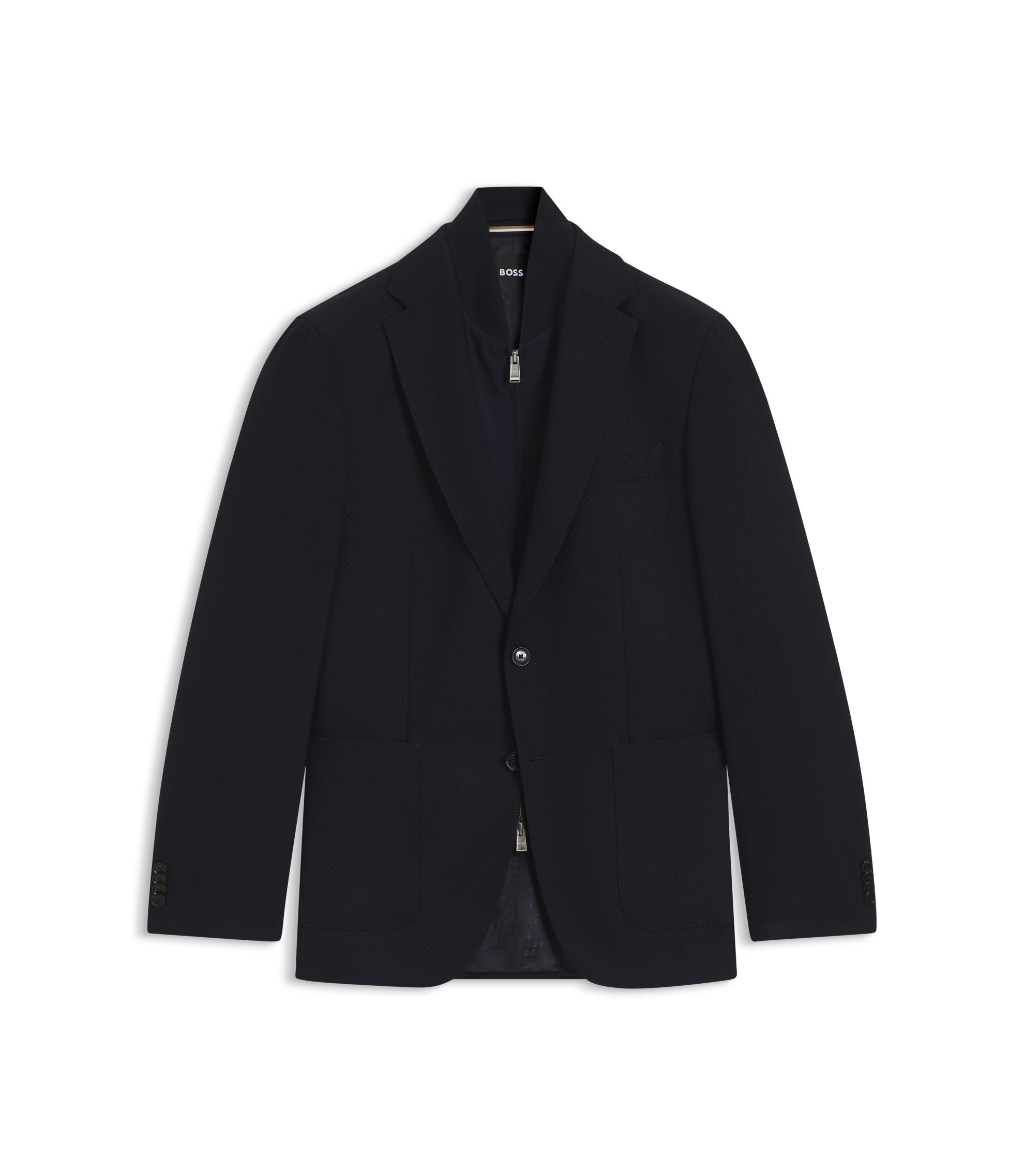 Boss Slim Fit Jacket With Integrated Vest Dark Blue
