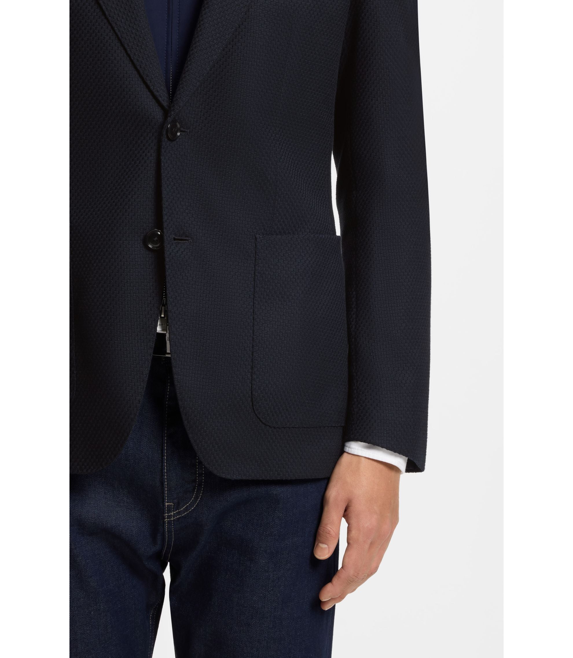 Boss Slim Fit Jacket With Integrated Vest Dark Blue