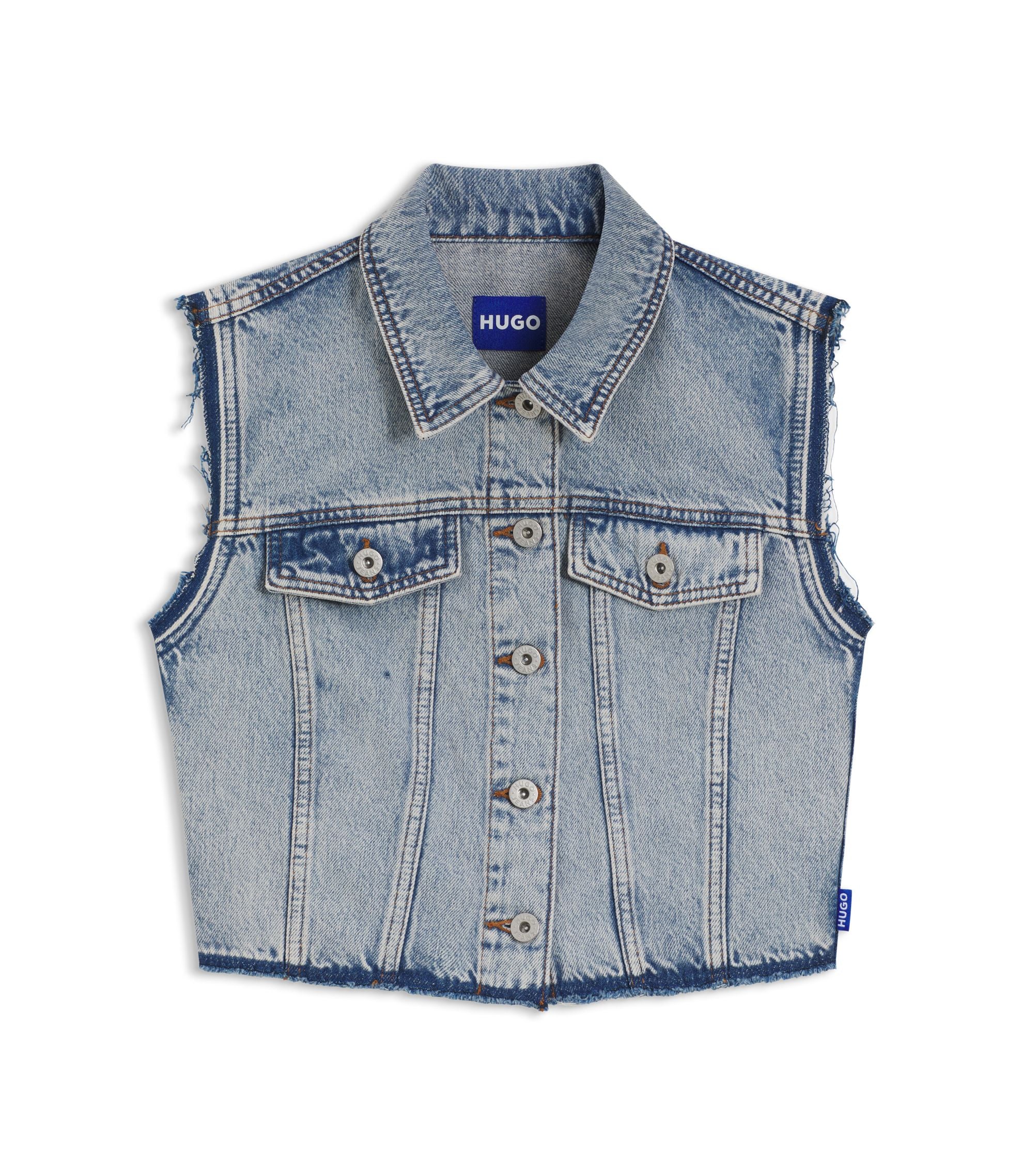 Hugo Cropped Sleeveless Vest In Azure Blue Denim Light Blue Women's