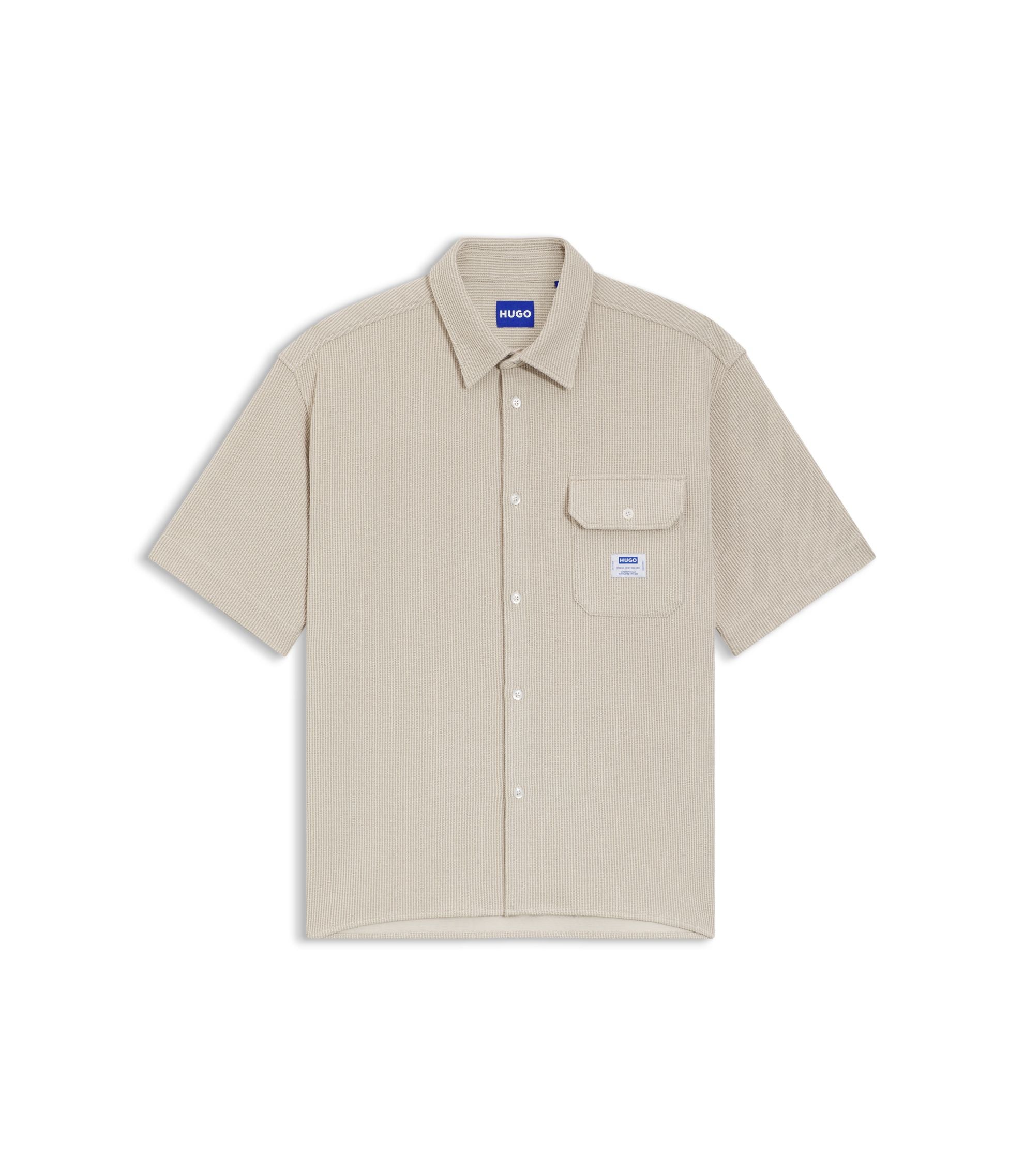 Hugo Relaxed Fit Shirt In A Waffle Structured Cotton White